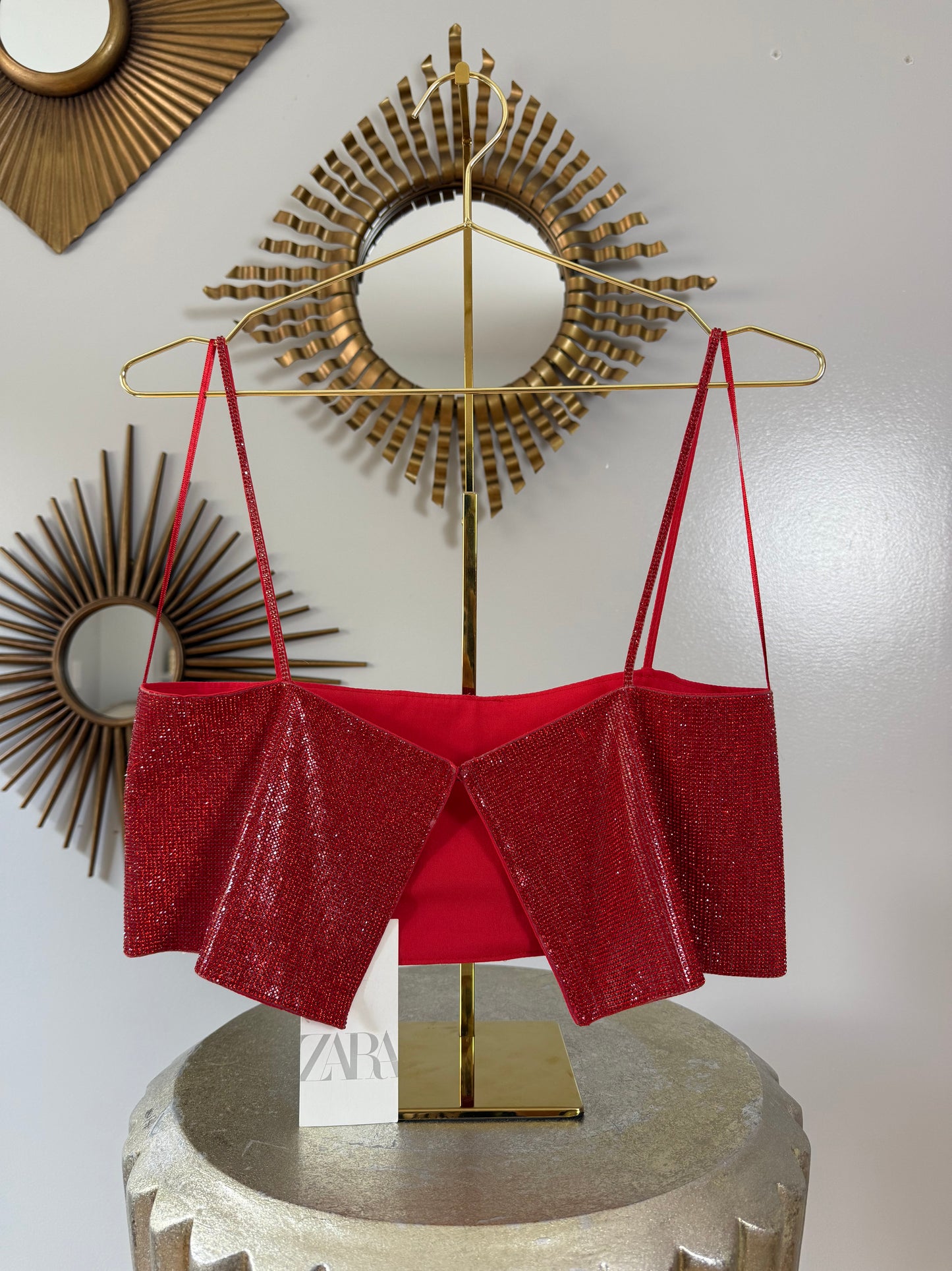 ZARA - Red Rhinestone Crop Top