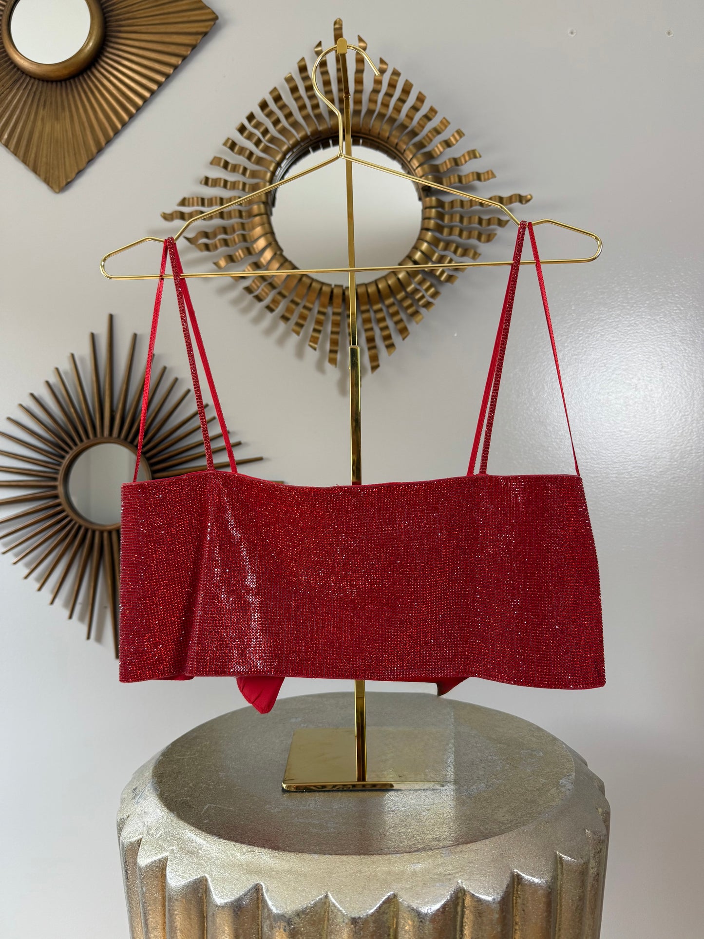 ZARA - Red Rhinestone Crop Top