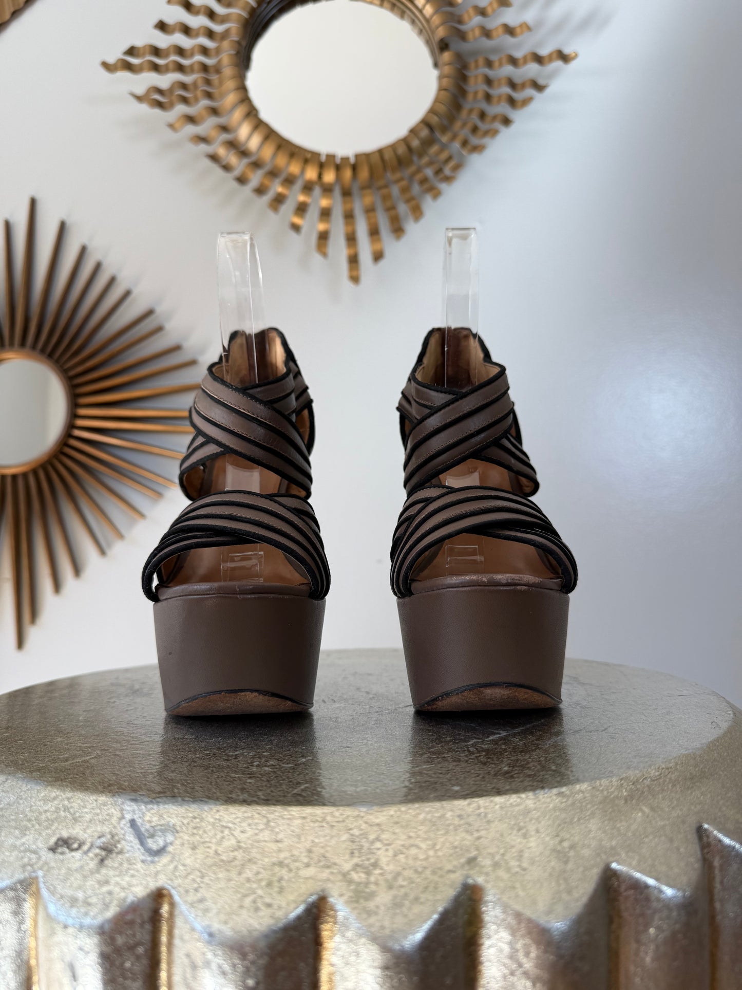 L.A.M.B - Brown & Black Bernadette Wedge Sandals