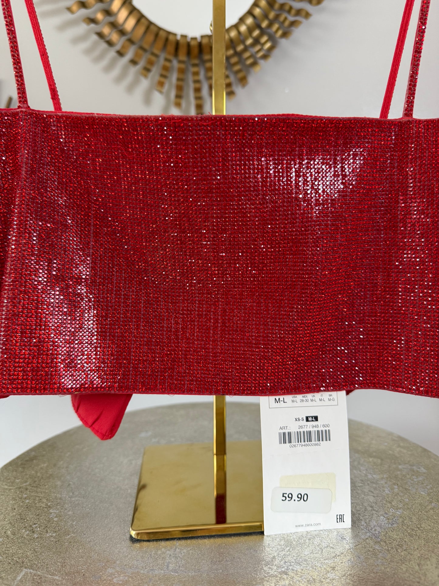ZARA - Red Rhinestone Crop Top
