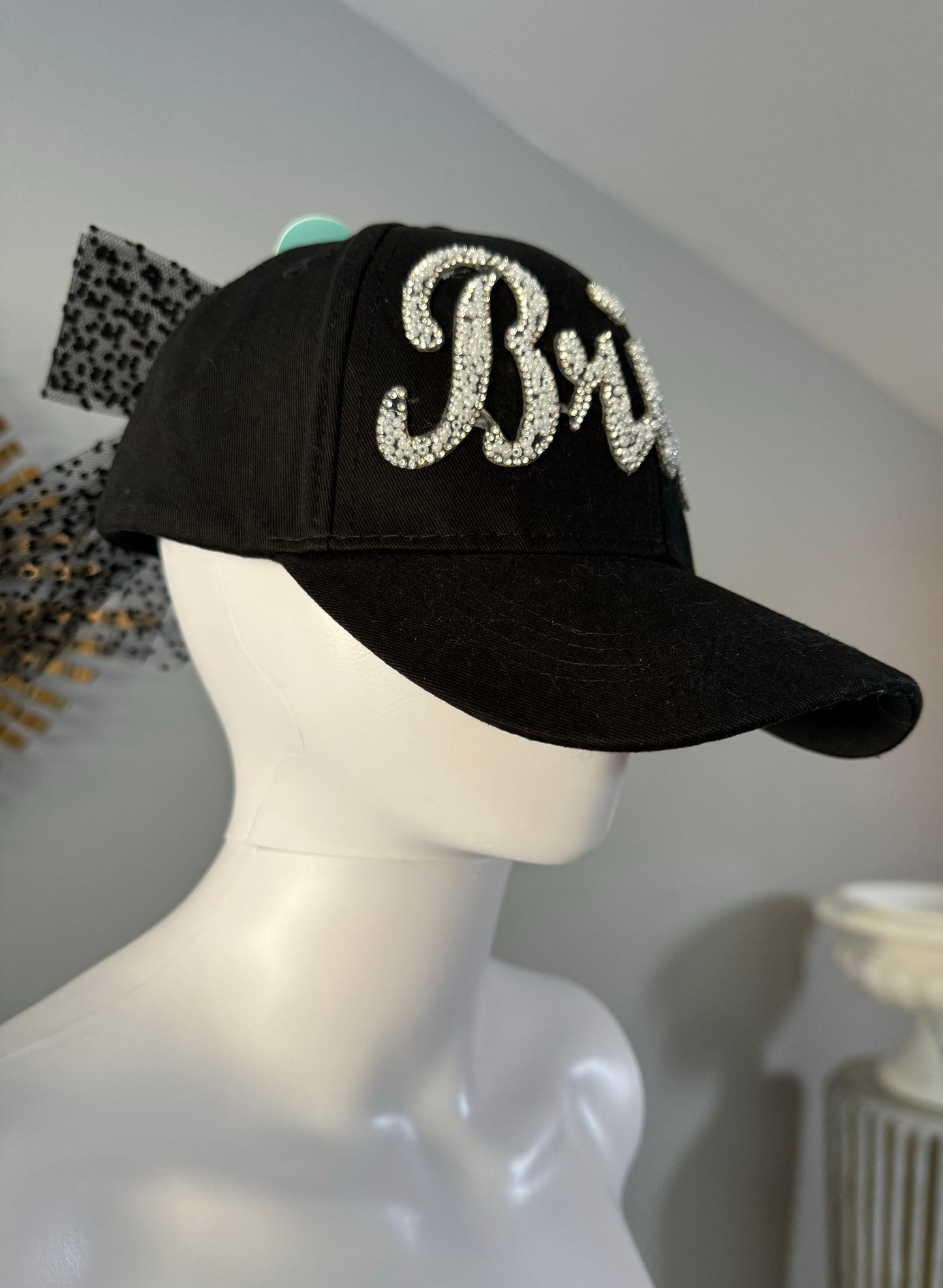 Betsey Johnson - Black Bride Baseball Cap w/ Mesh Bow