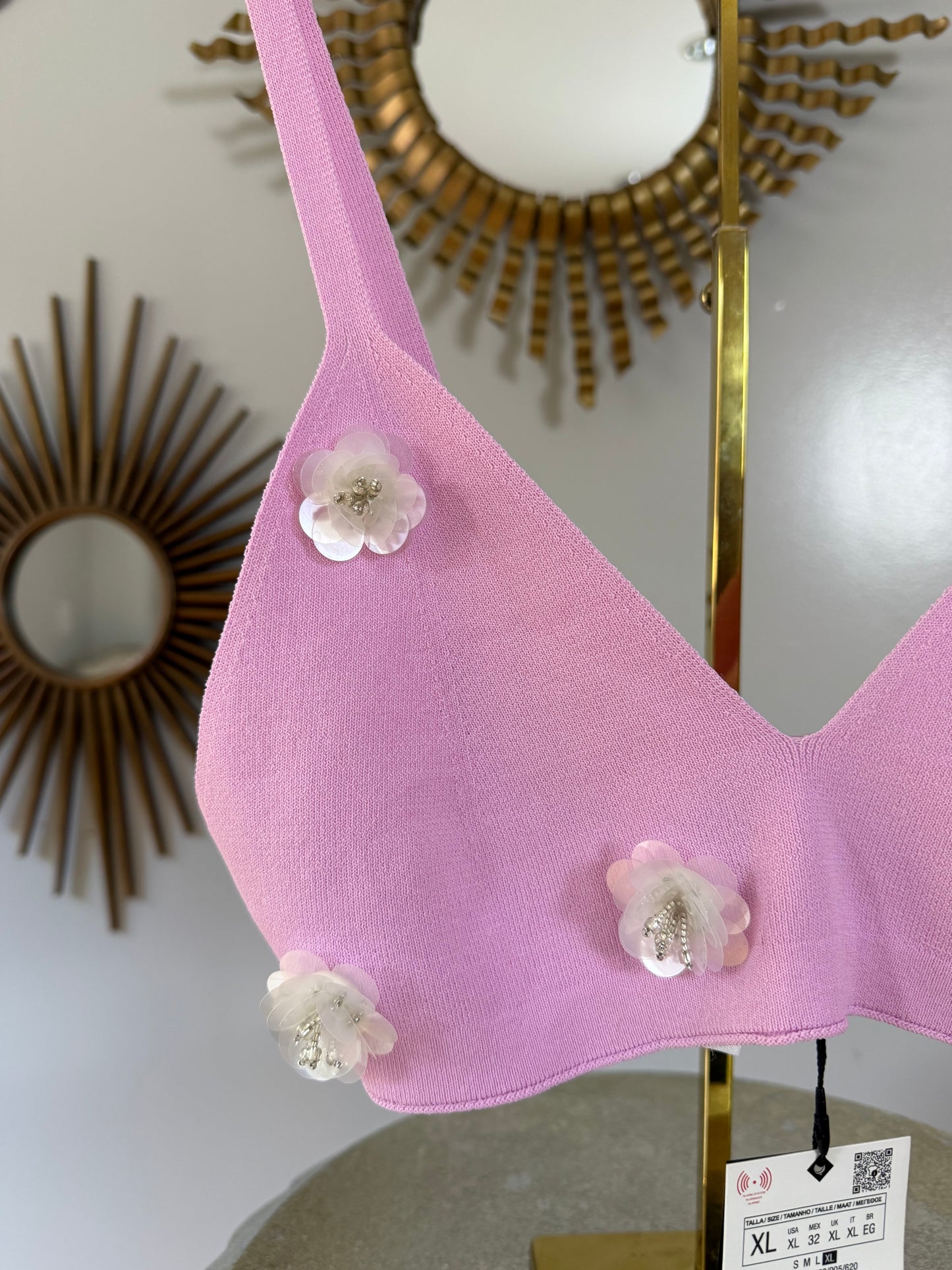 Zara - Pink Crop Top w/ Flowers