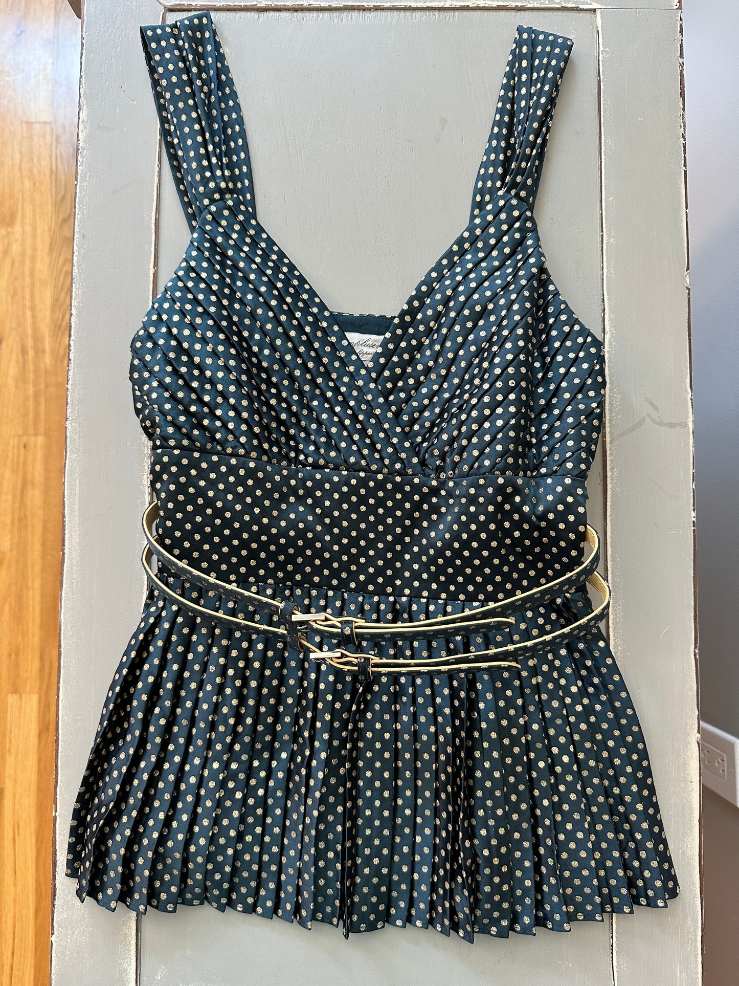 Adam Lippes - Green W/ Gold Polka Dots Top-Chic Couture Closet ATL