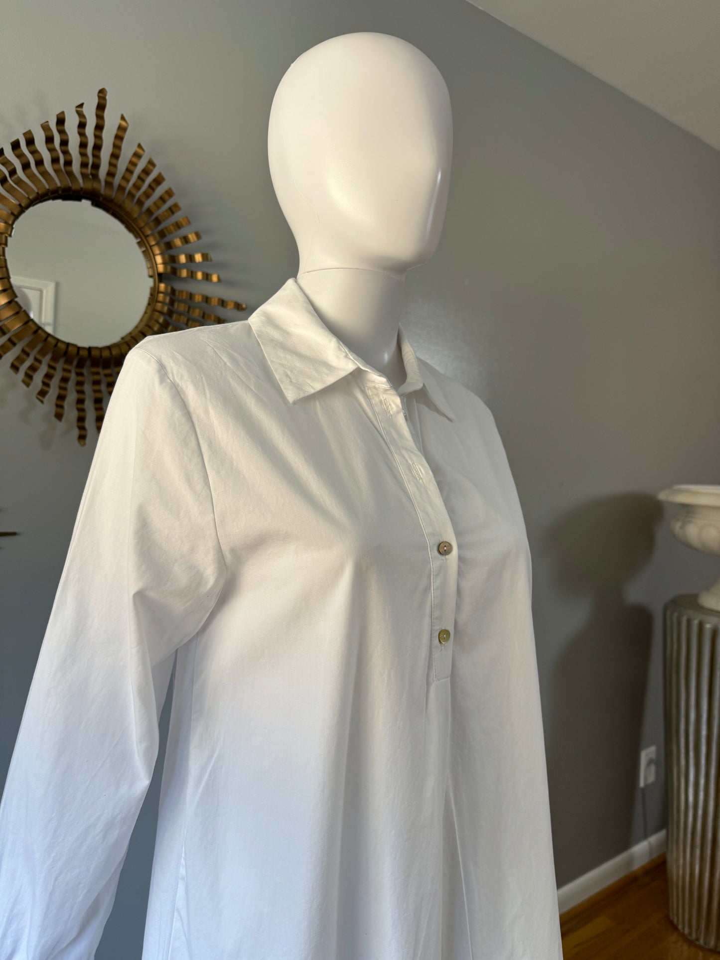 ZARA - White Pleated Skirt Shirt Dress