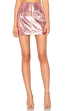 For Love & Lemons- Pink Luna Metallic Mini Skirt