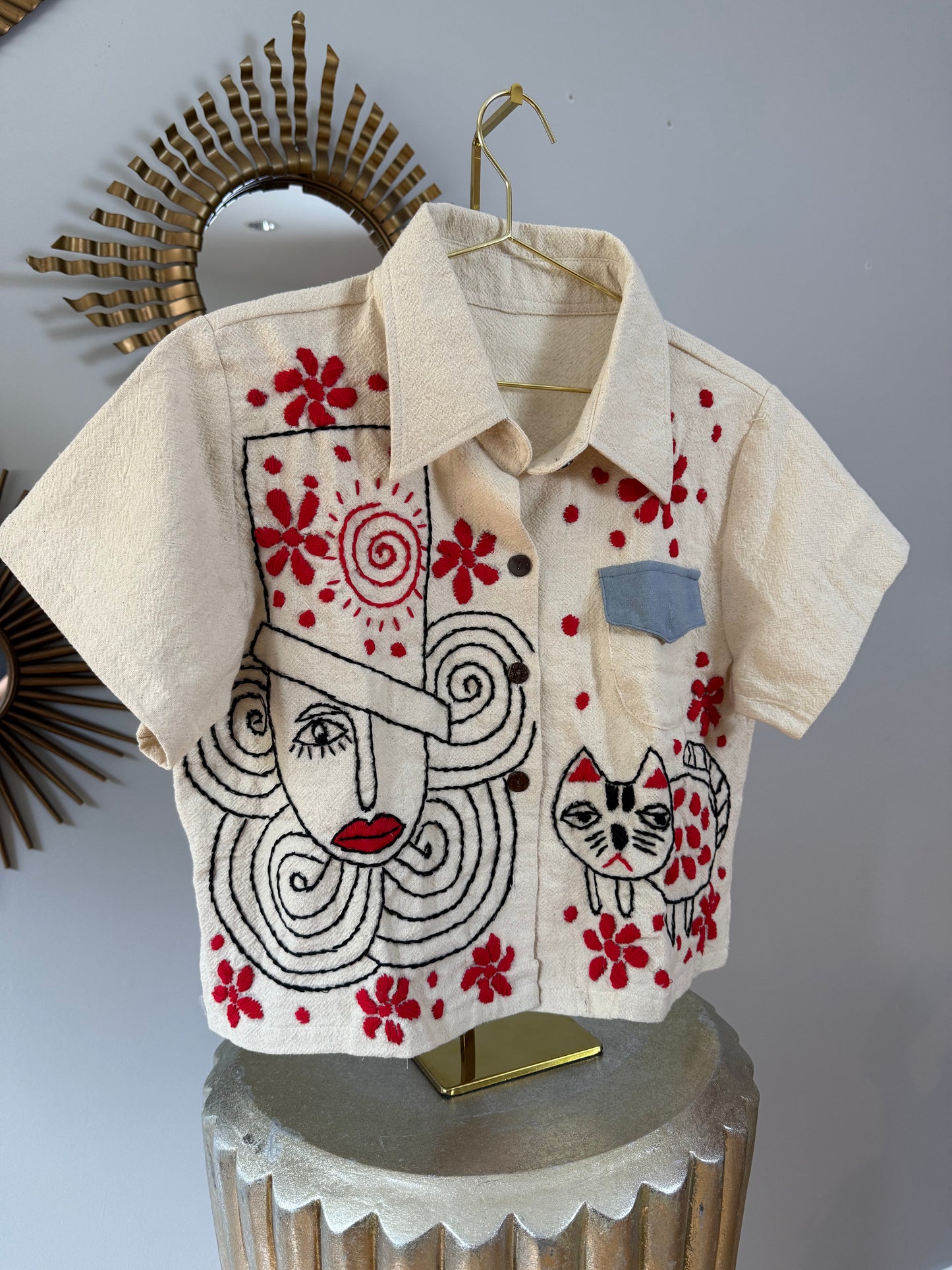 Madame Red Hand Embroidered Top