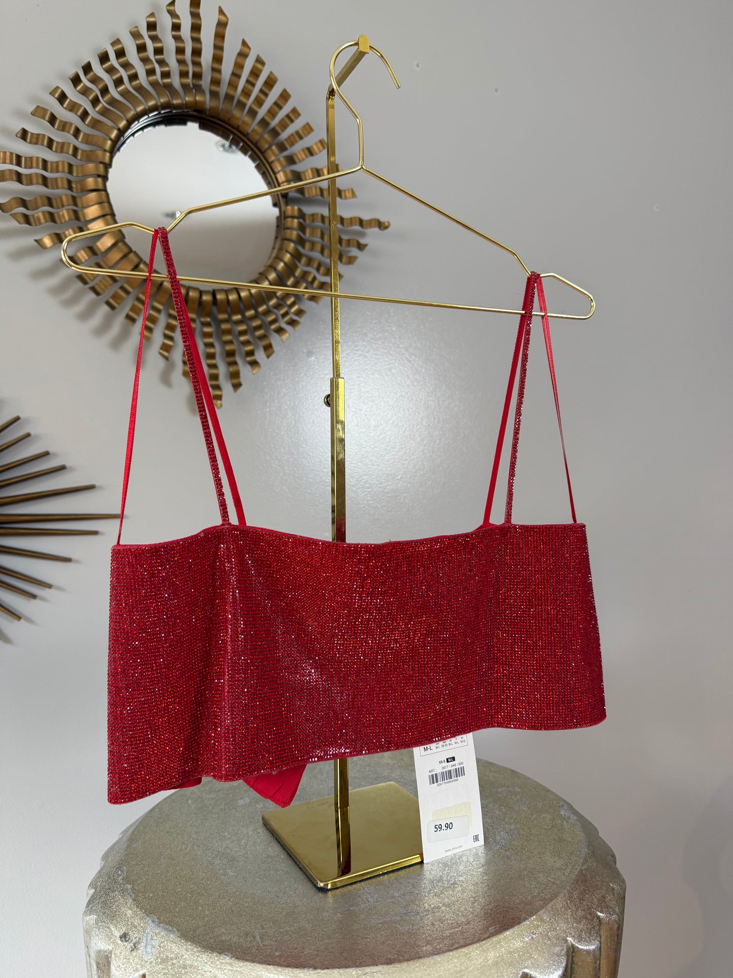 ZARA - Red Rhinestone Crop Top