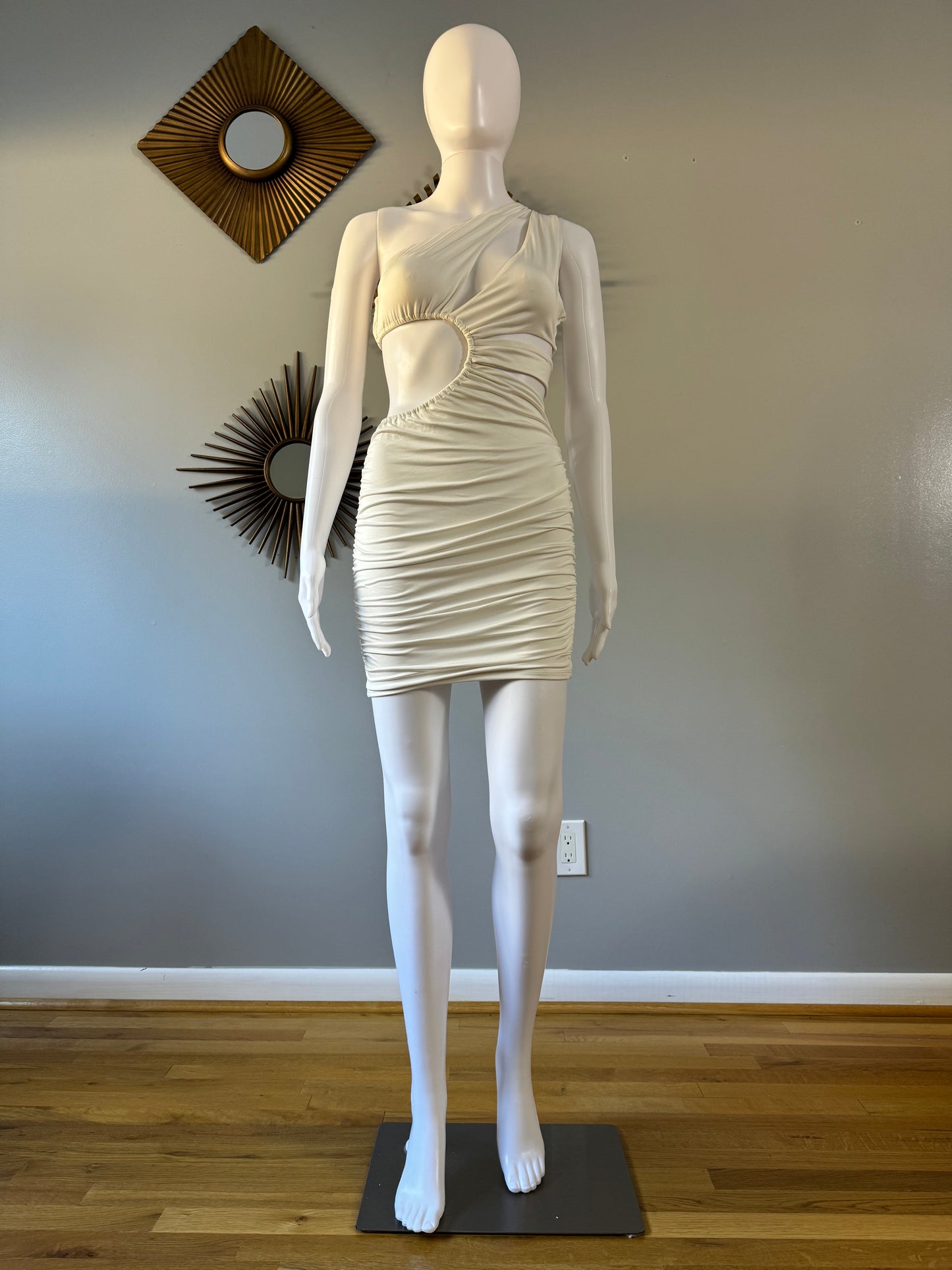 Oh Polly - Ivory One Shoulder Dress w/ Cutouts