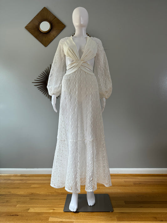 SHEIN - White Lace Cutout Maxi Dress