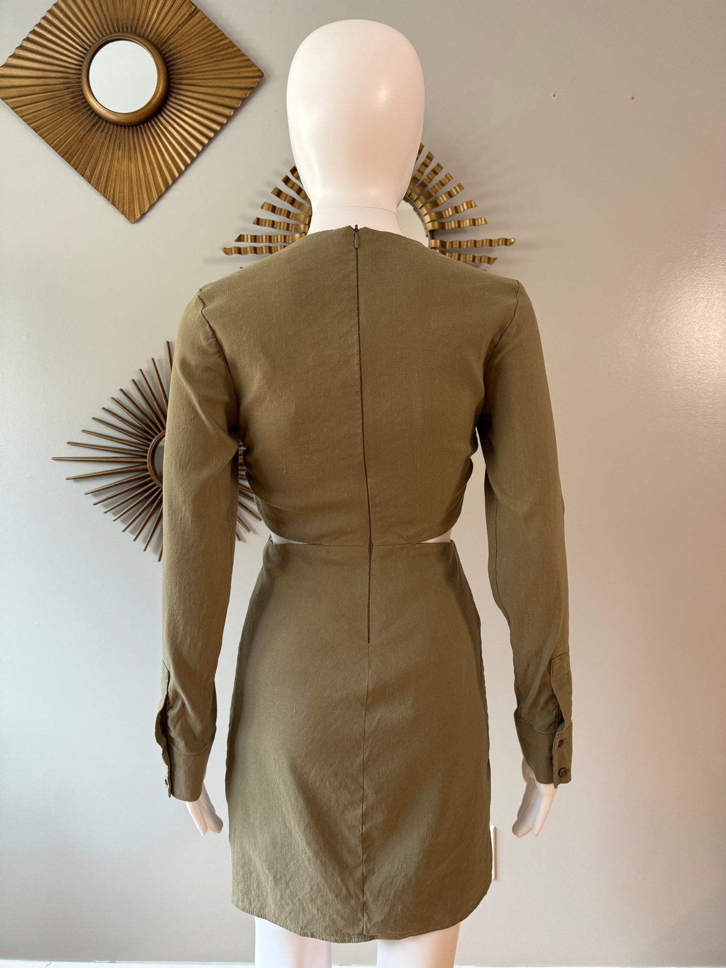 ZARA - Green Deep V Mini Dress