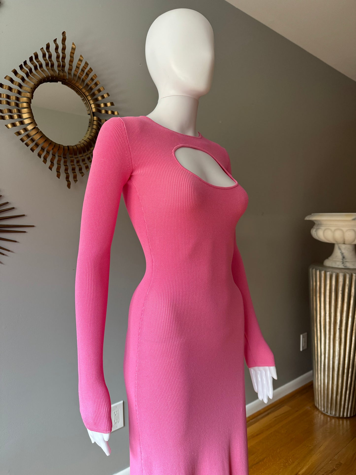 ZARA - Pink Front Keyhole Maxi Dress