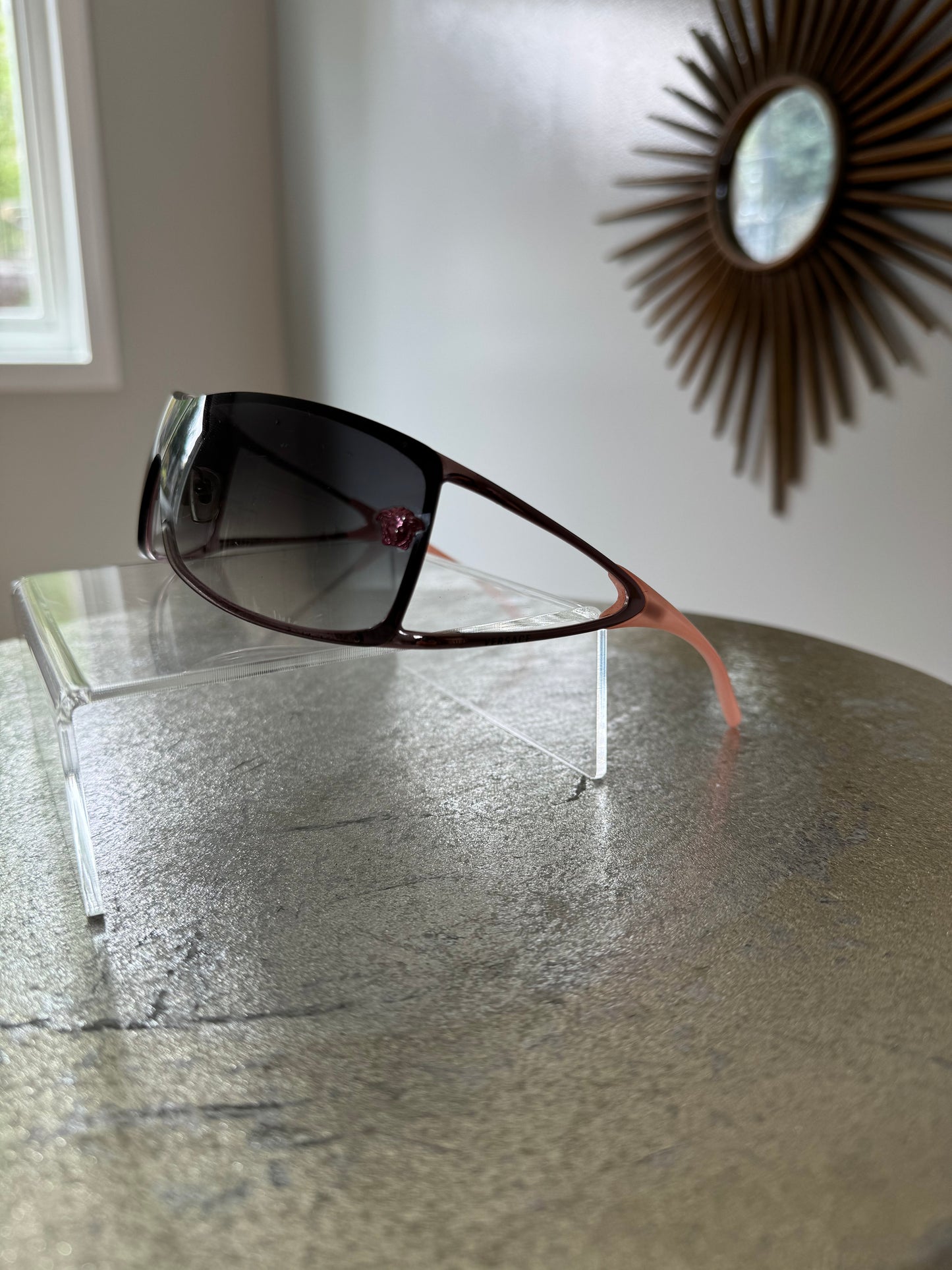 VERSACE - Pink Vintage Shield Sunglasses