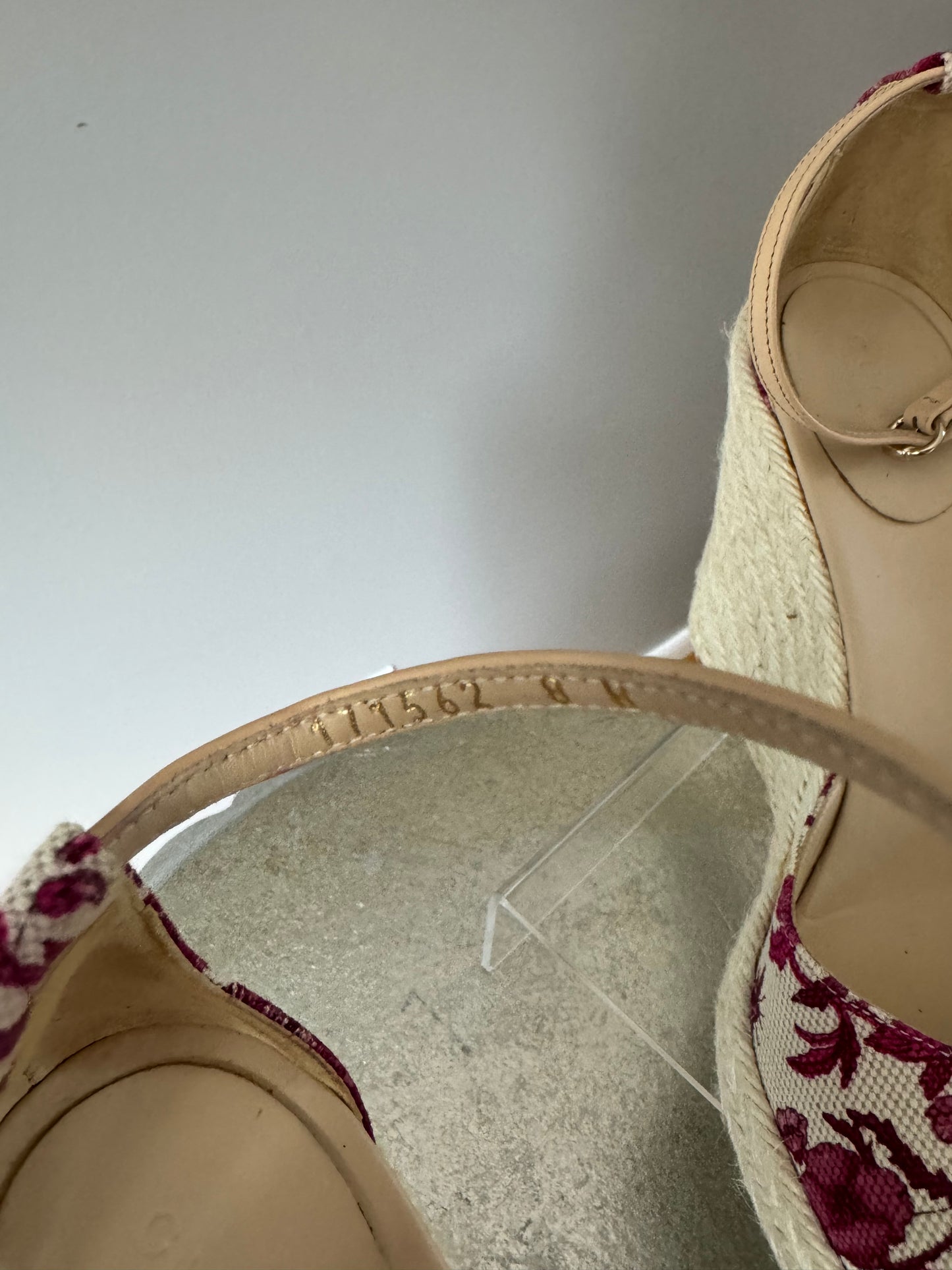 GUCCI - Red Floral Canvas Wedge Espadrilles