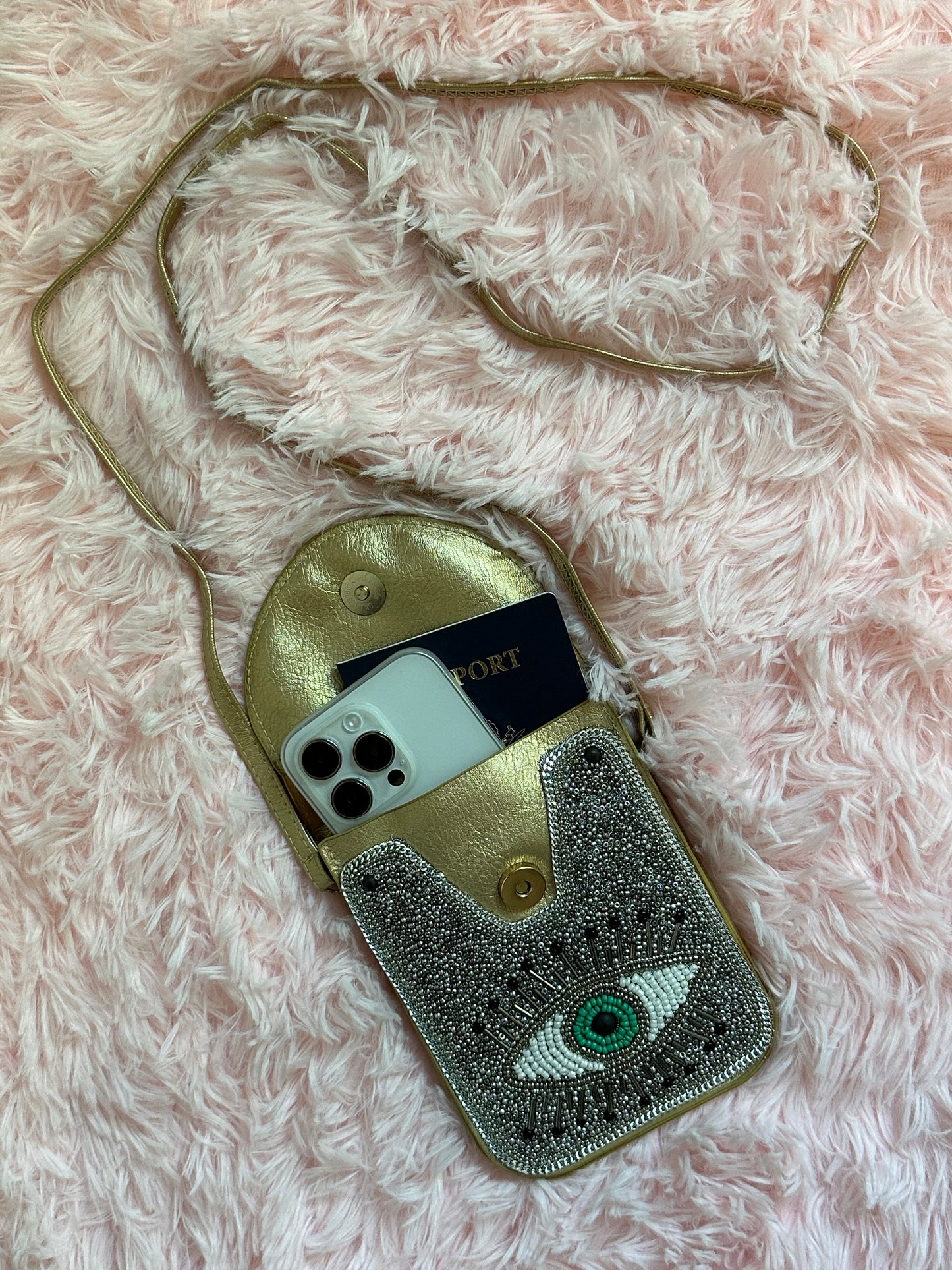 Beaded Design Crossbody Travel Bag