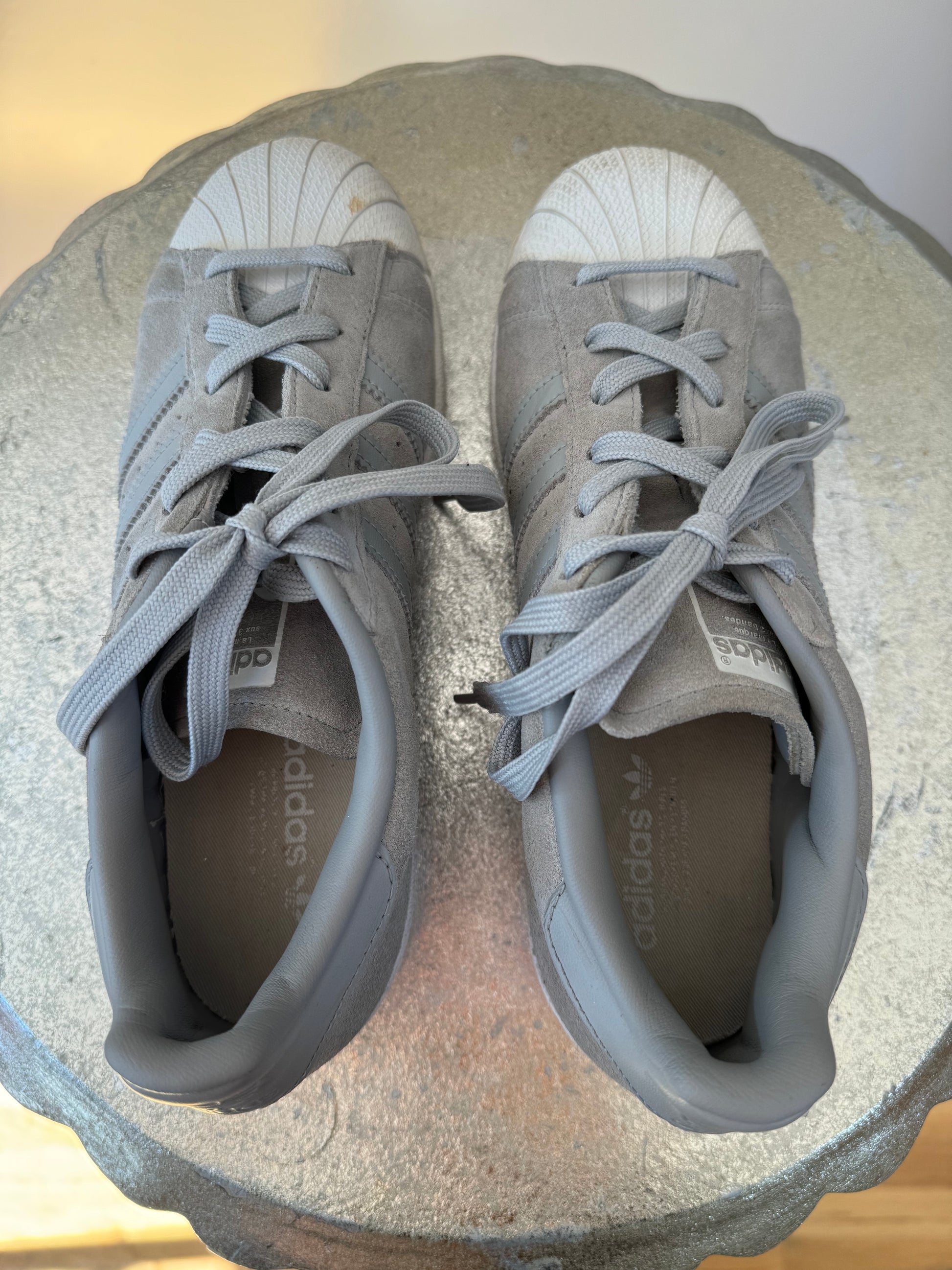 Adidas - Grey Suede Superstar Sneakers-Chic Couture Closet ATL