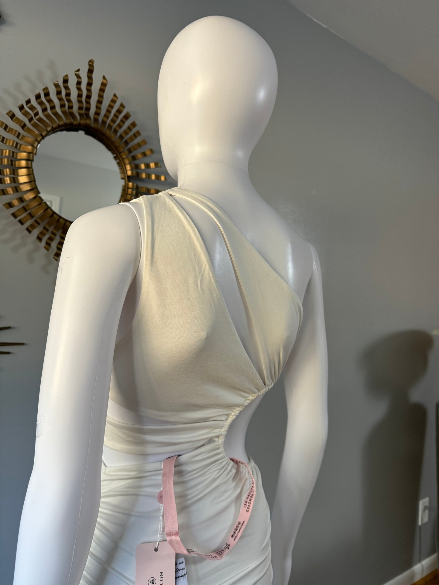 Oh Polly - Ivory One Shoulder Dress w/ Cutouts