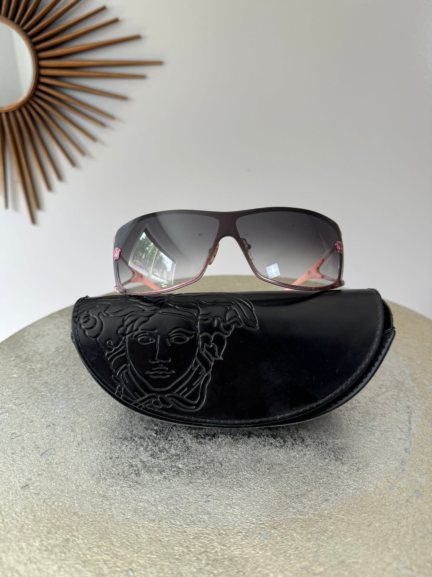 VERSACE - Pink Vintage Shield Sunglasses