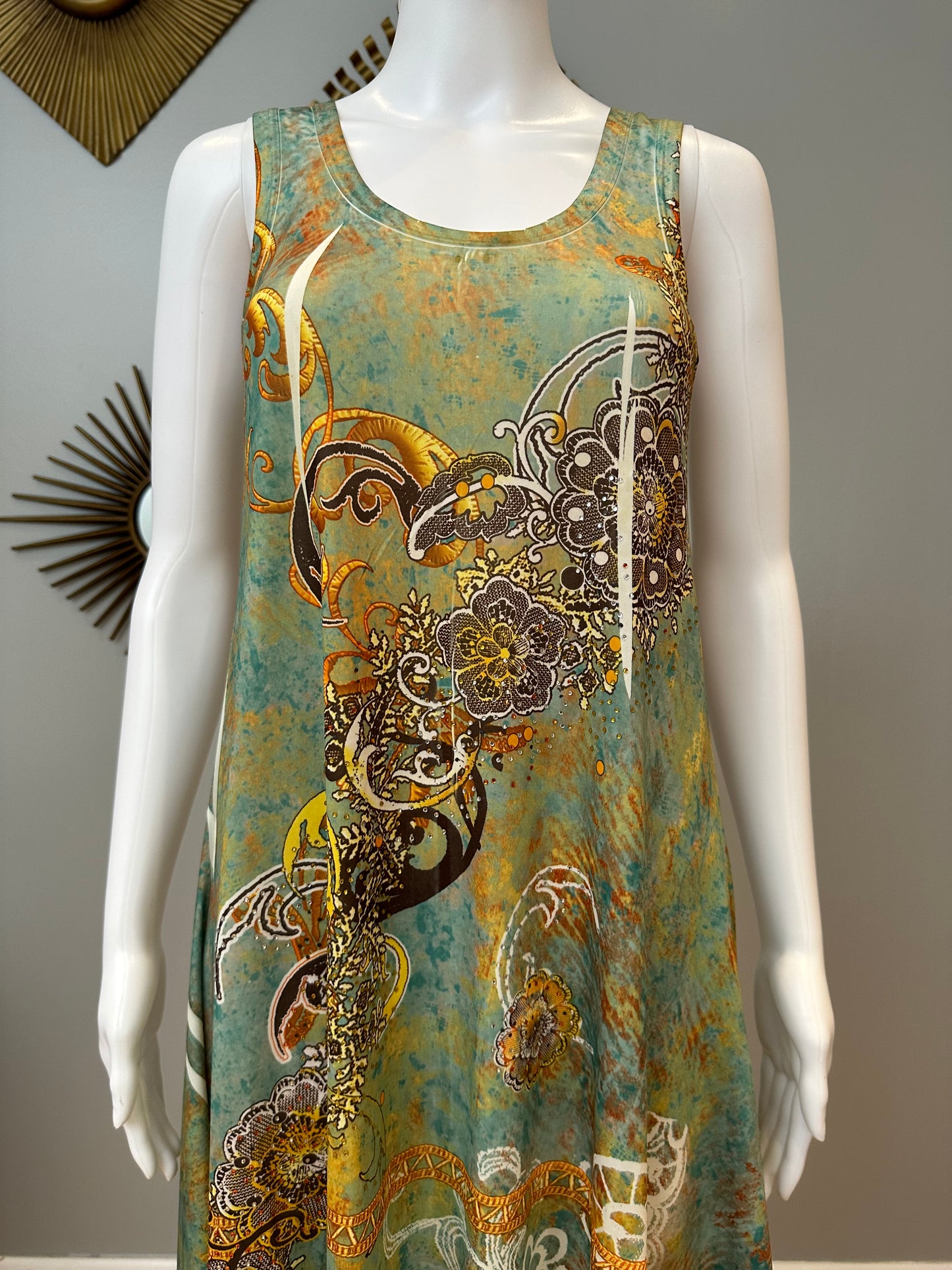 Green Printed High-low Dress