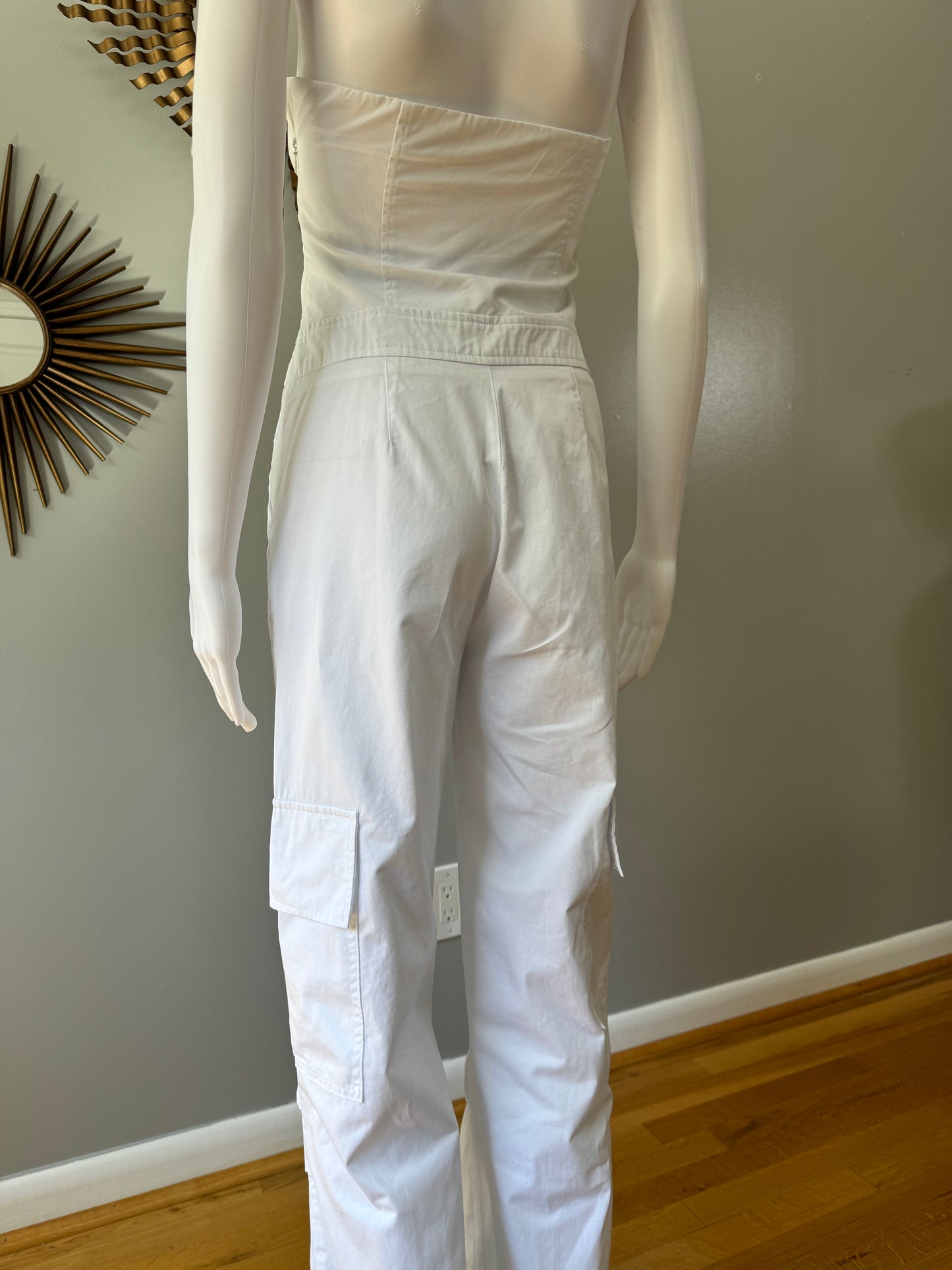 ZARA - White Strapless Cargo Jumpsuit
