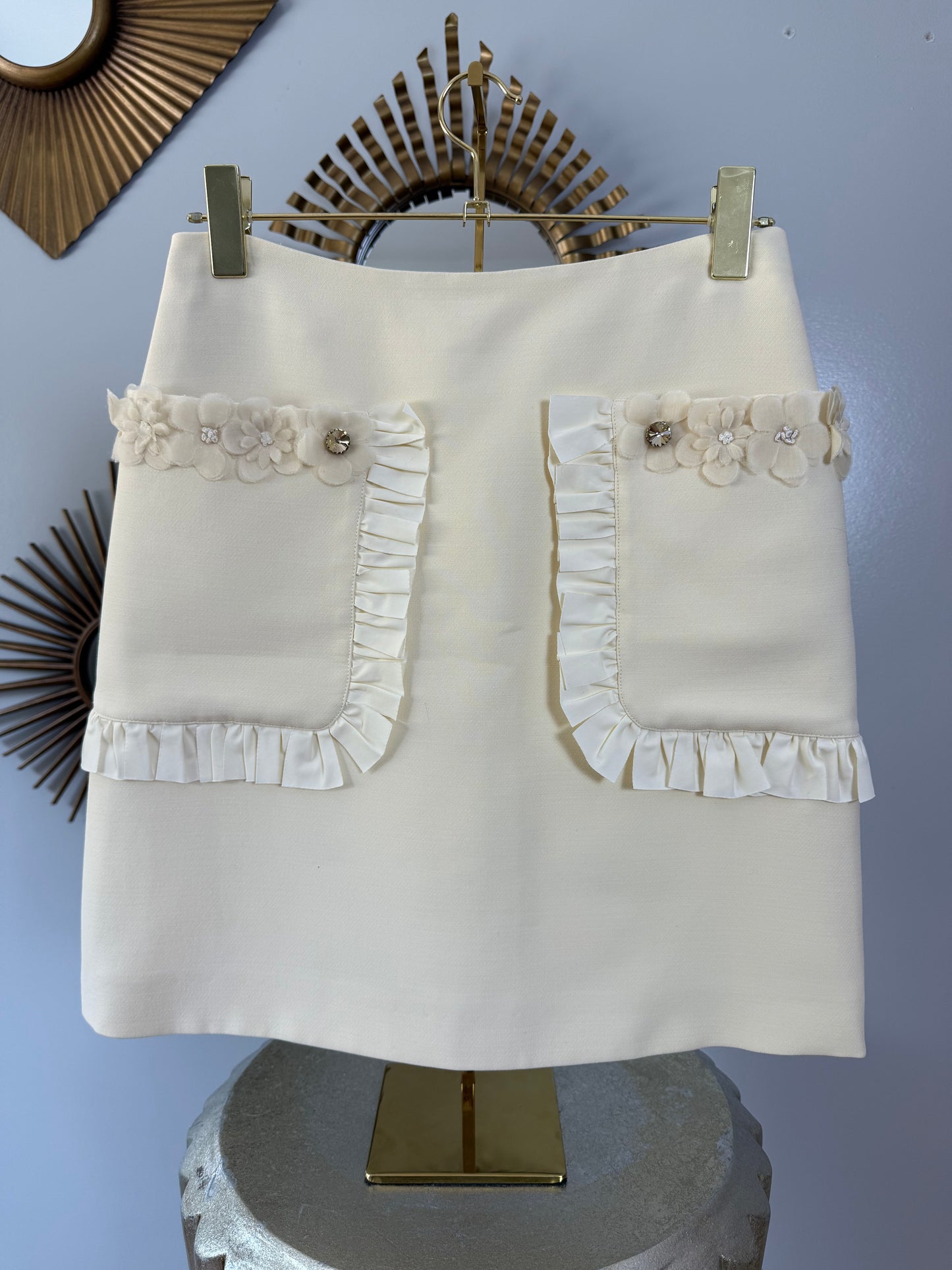 FENDI - Beige Floral Appliqué Skirt