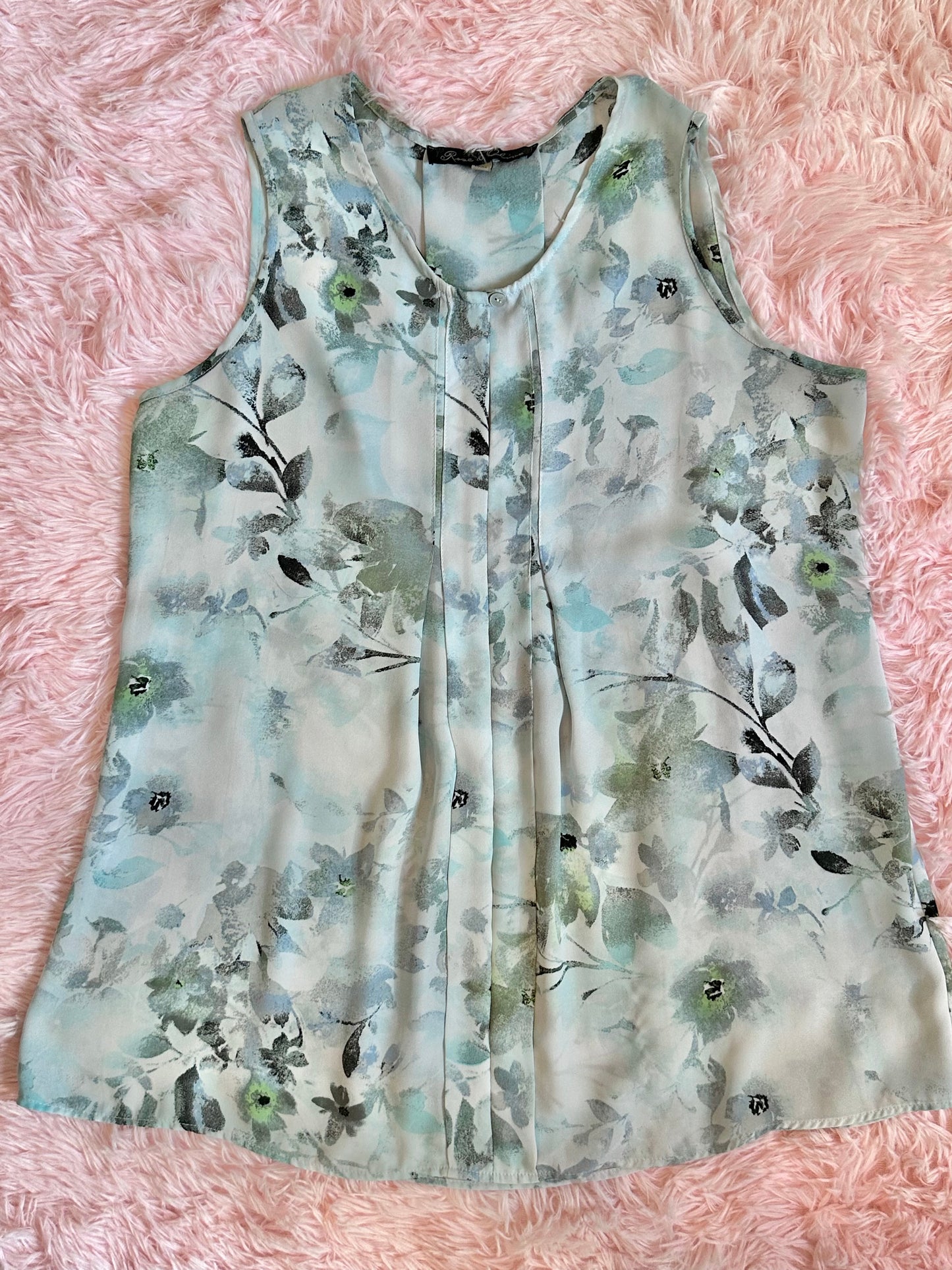 Rose & Olive - Blue Floral Sleeveless Top