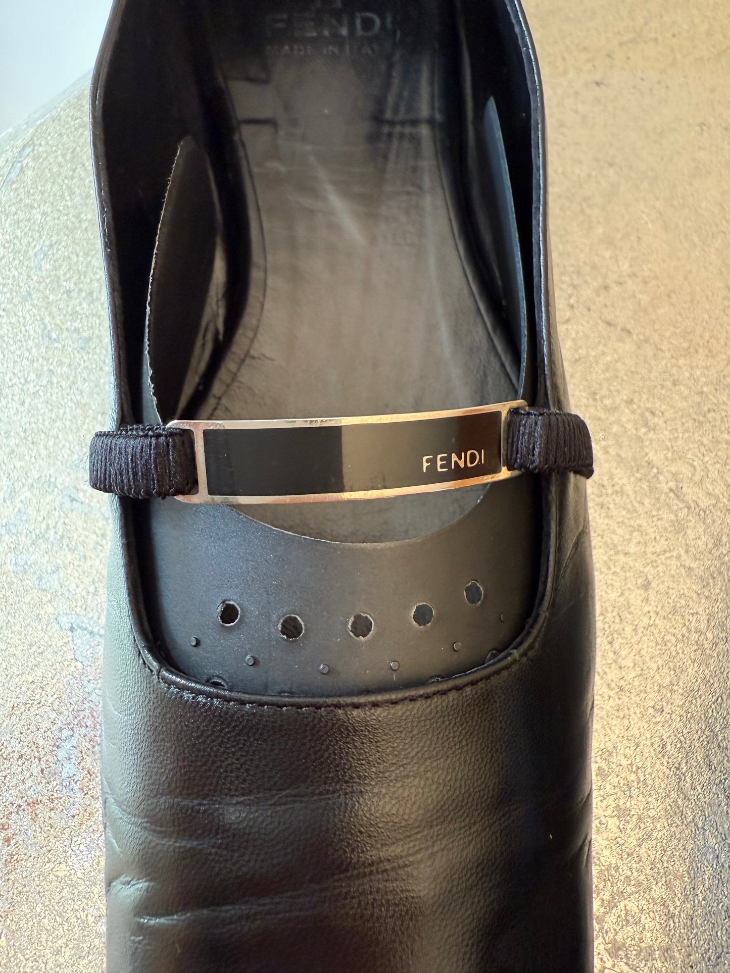 FENDI - Black Leather Mary Jane Flats
