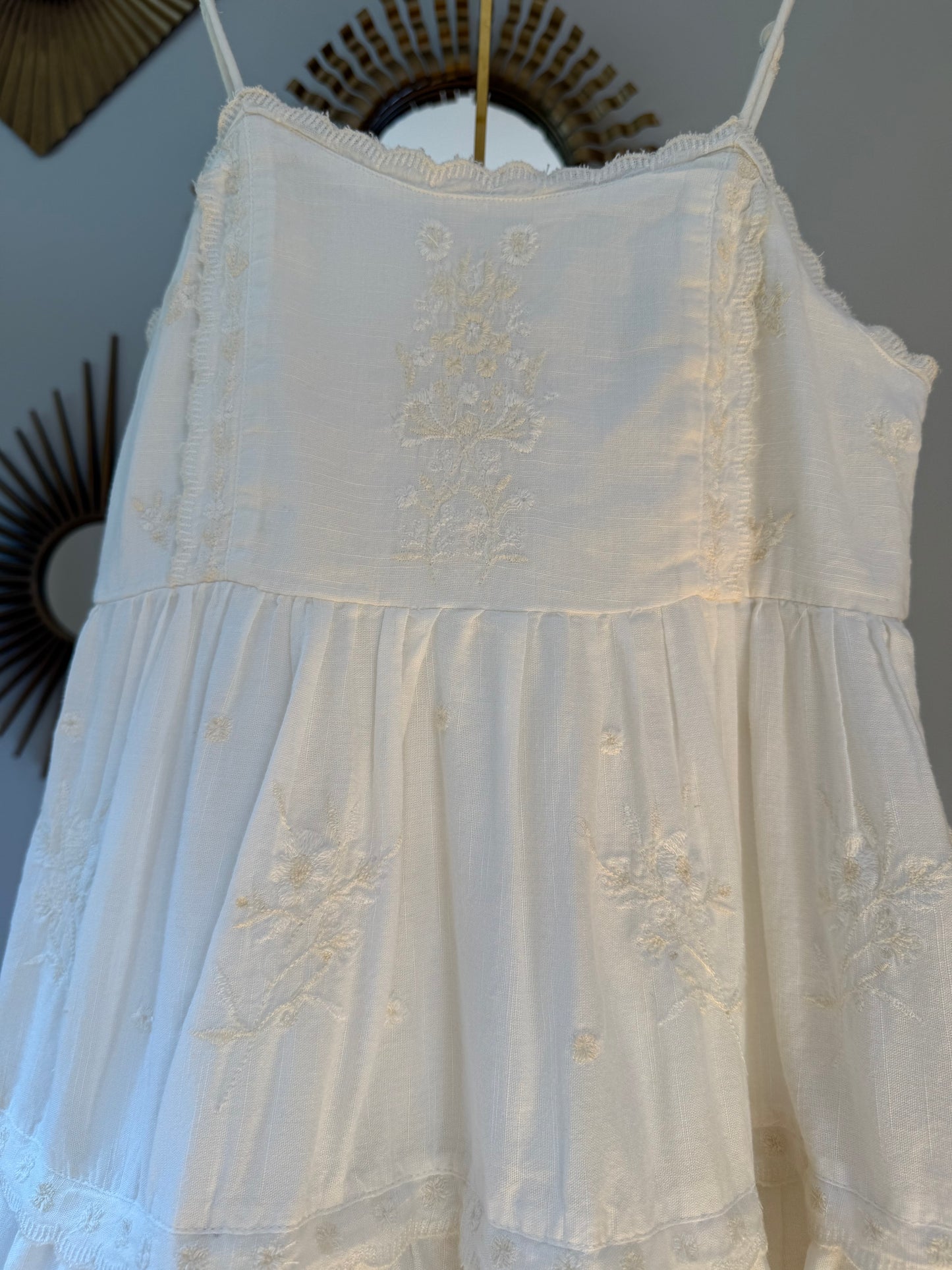 Urban Outfitters- Beige Hanna Embroidered Dress