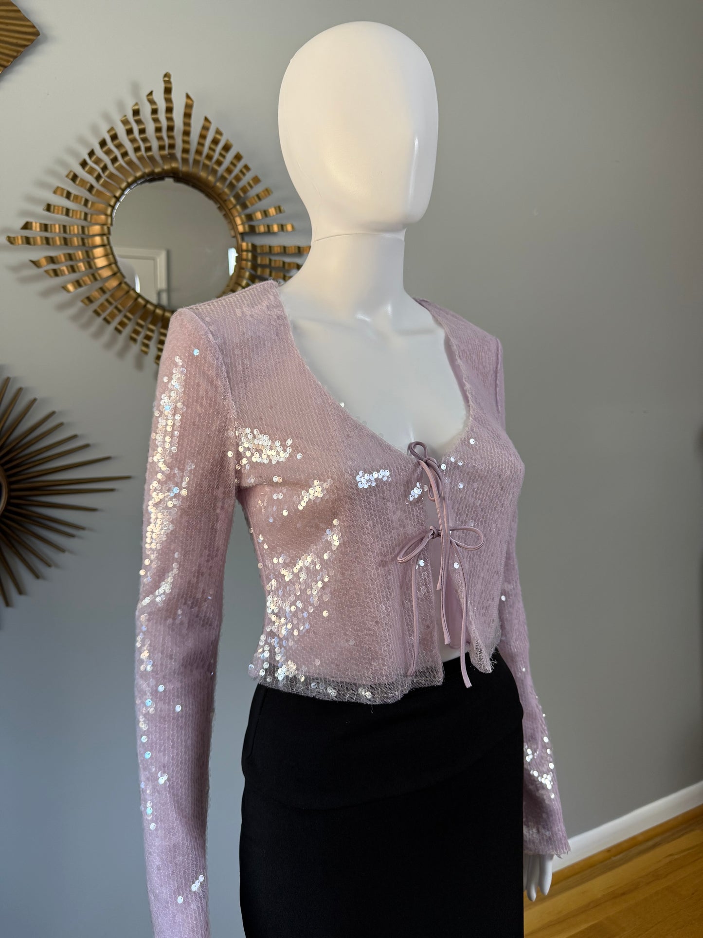 Oh Polly - Lilac Tie Front Crop Top