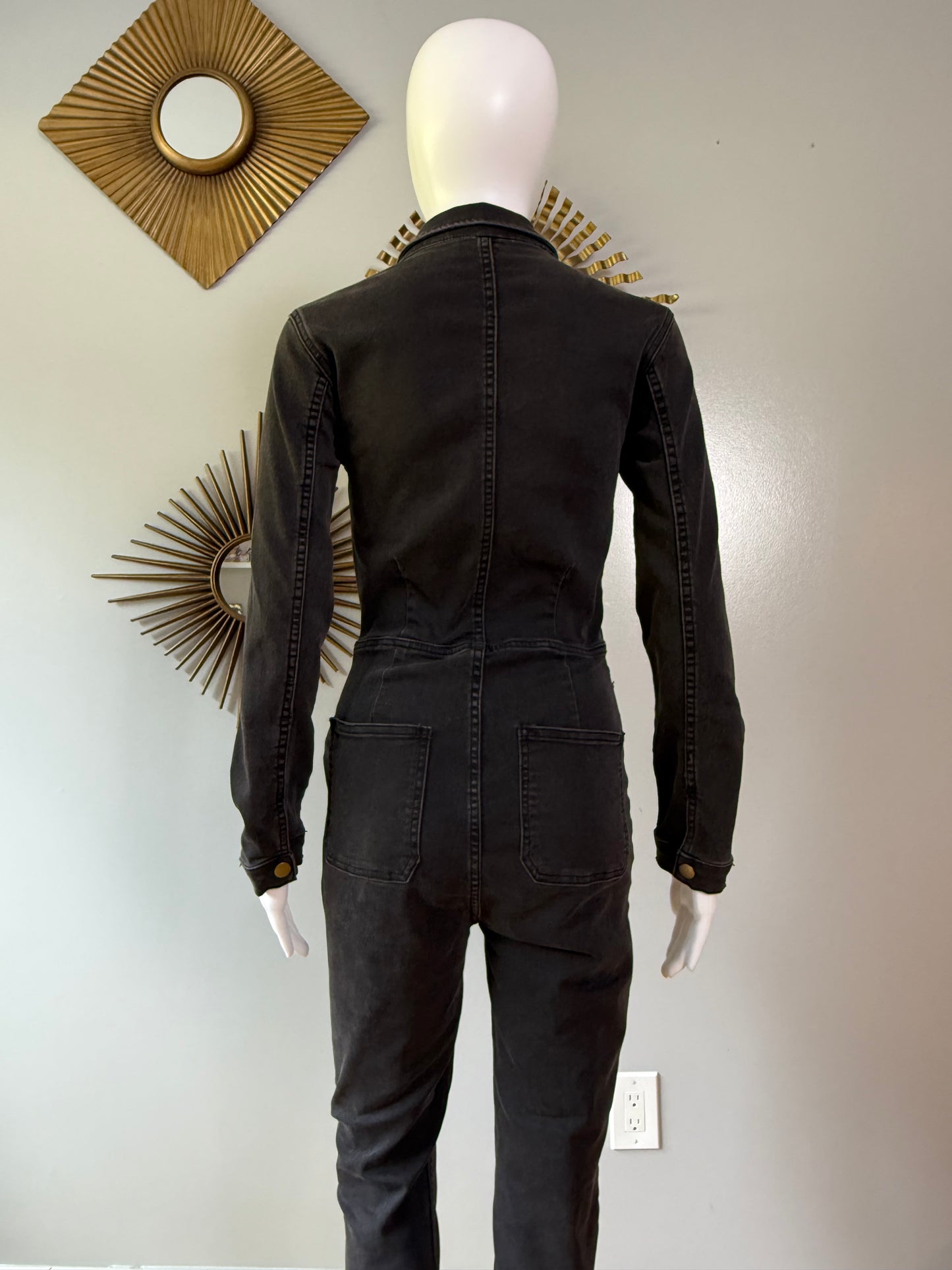 Free People - Black Denim Lennox Jumpsuit