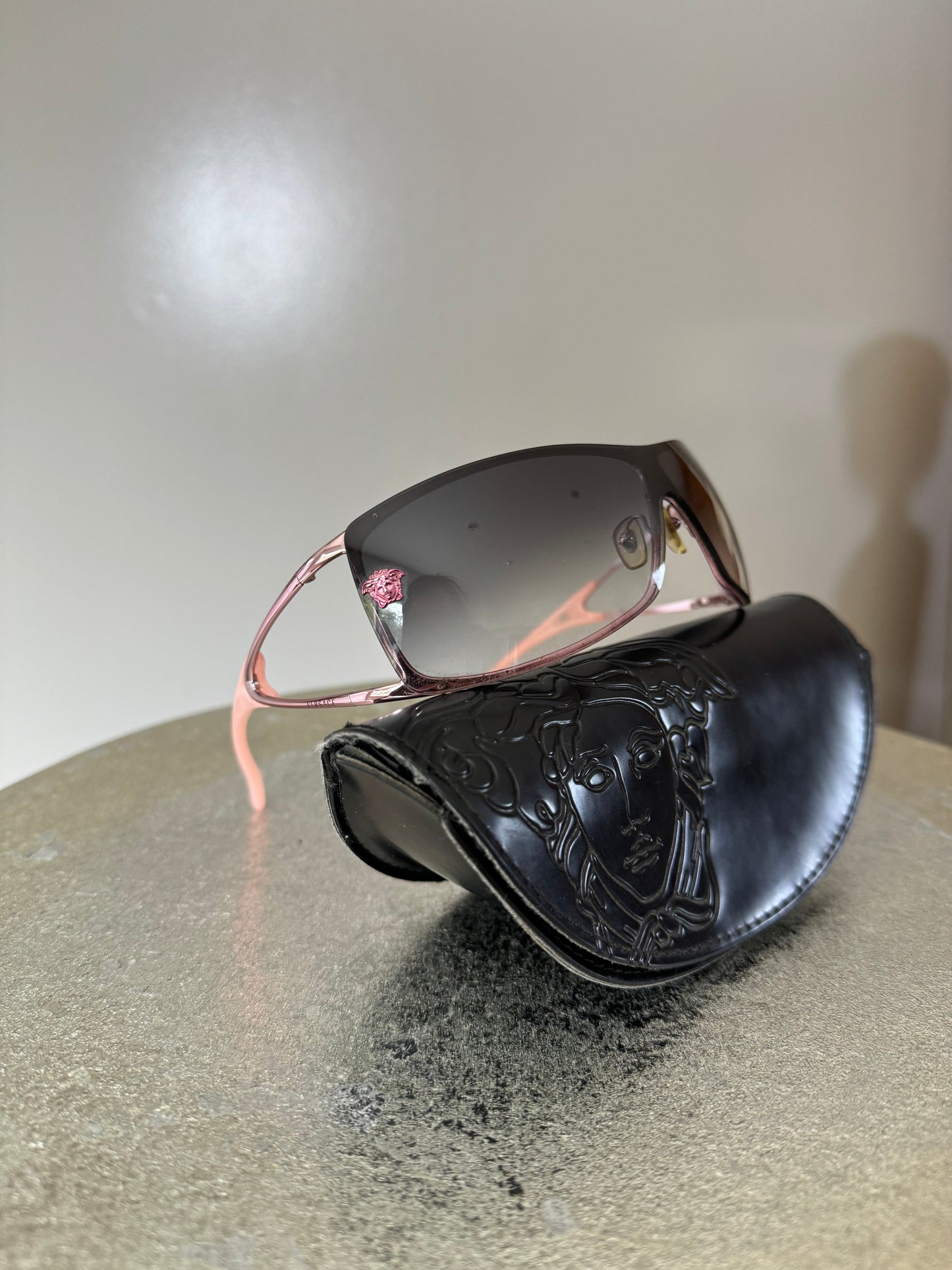 VERSACE - Pink Vintage Shield Sunglasses