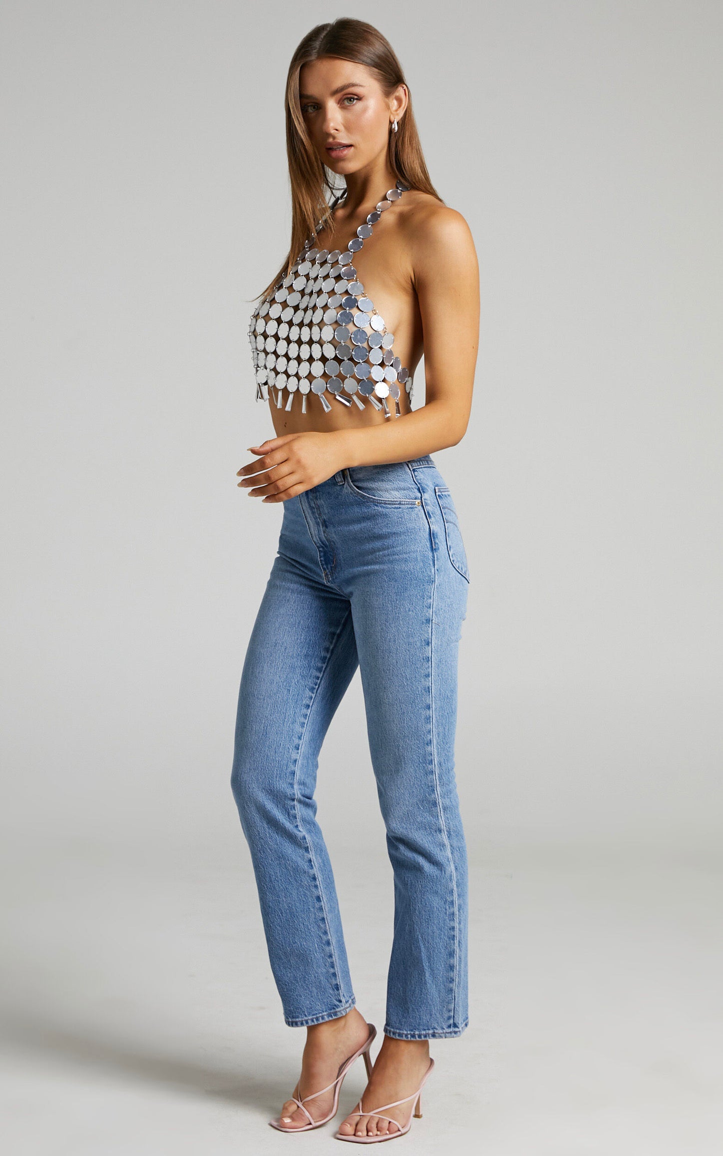 Showpo - Visions Silver Sequin Top