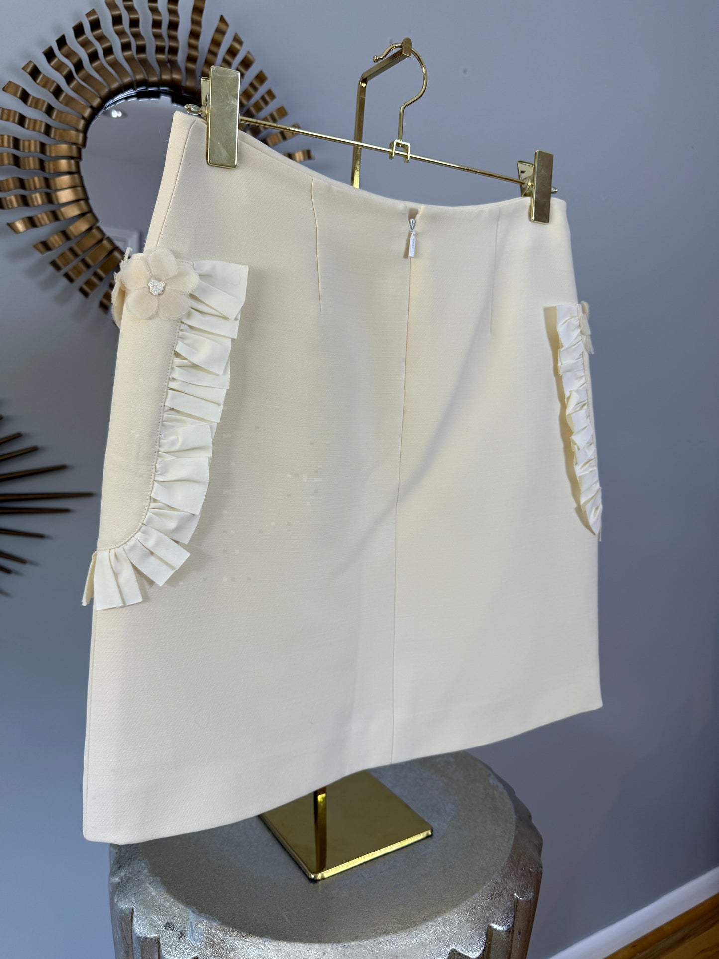 FENDI - Beige Floral Appliqué Skirt