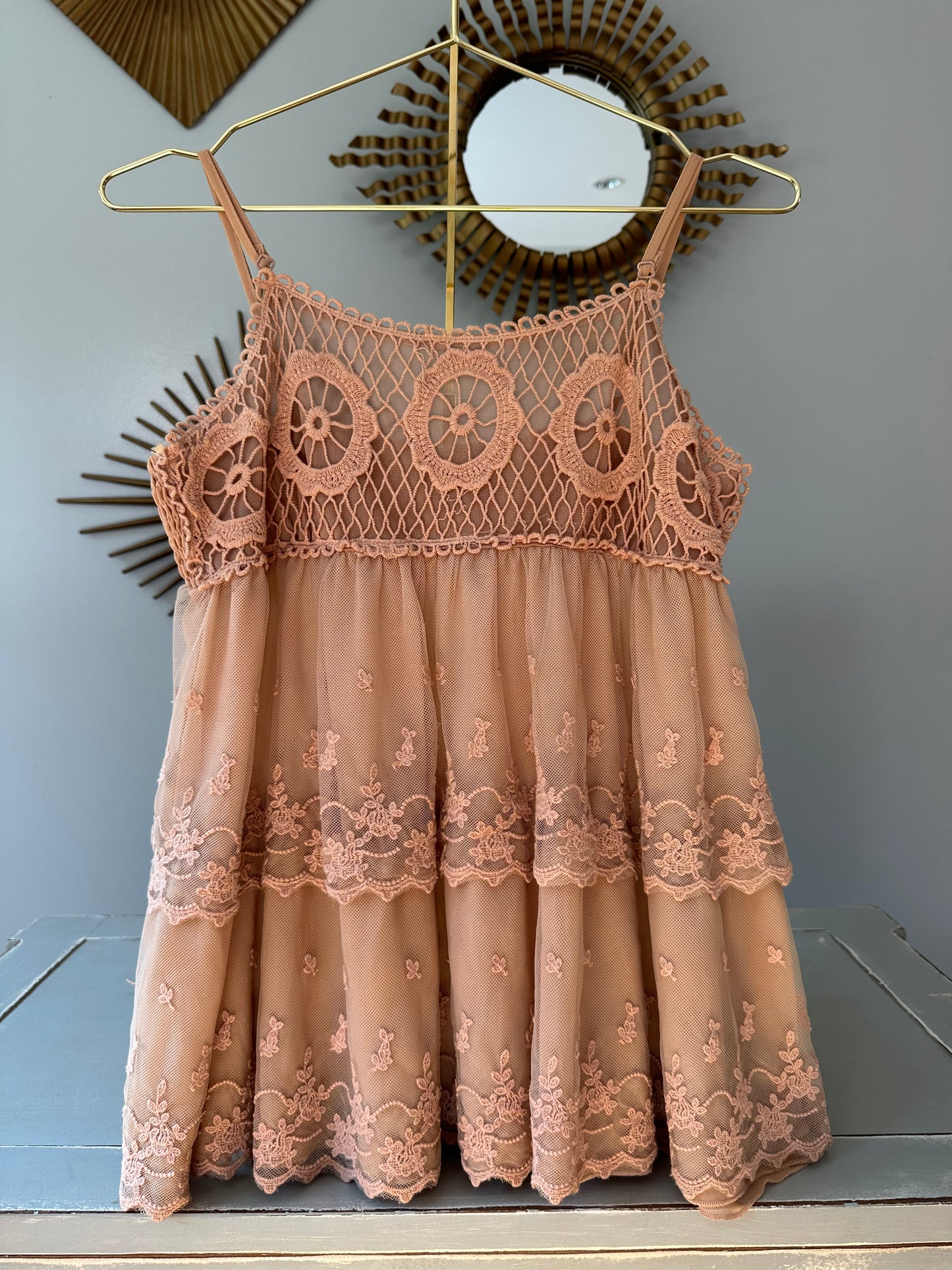 Mocha Boho Lace Top