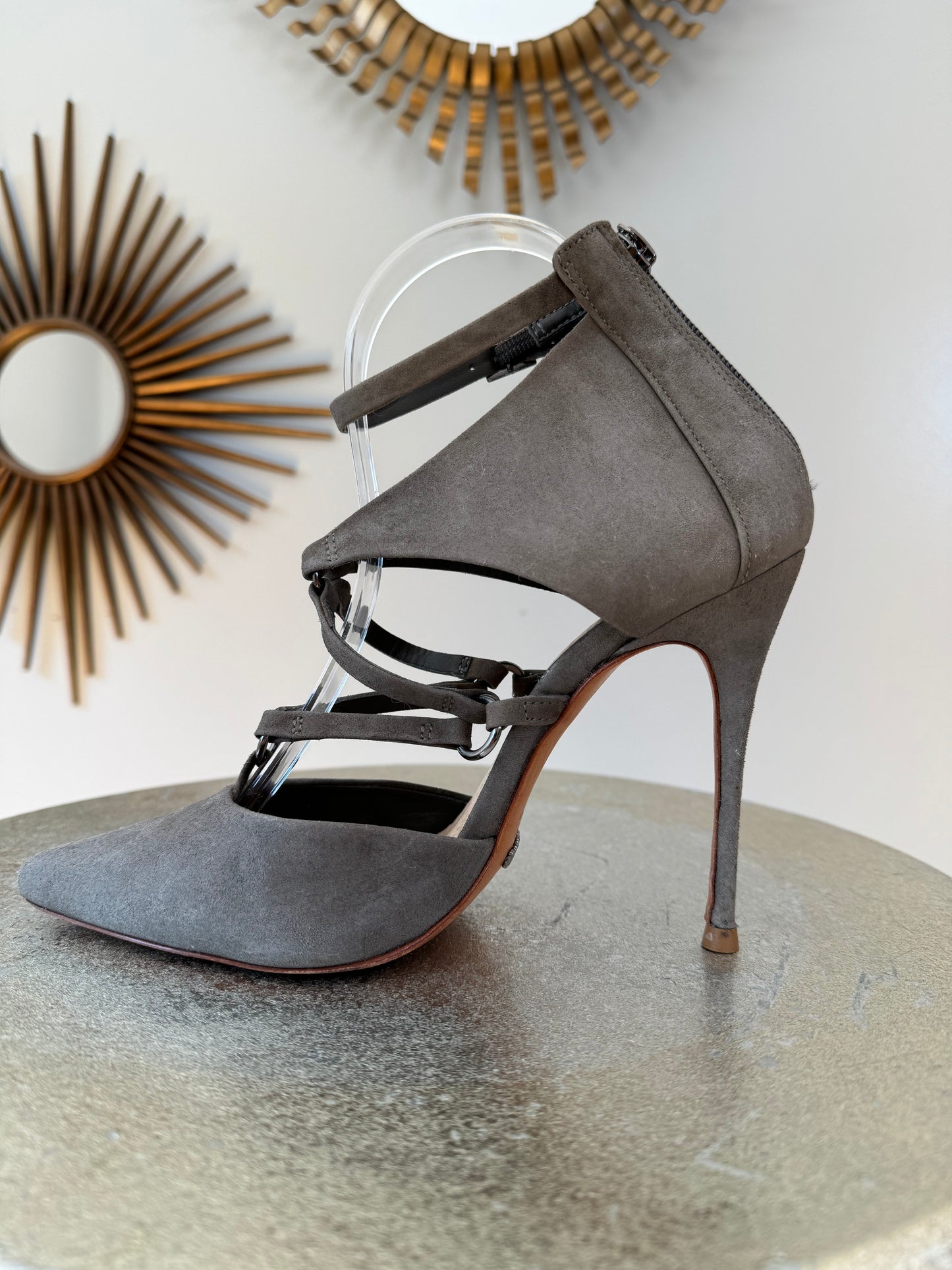 Schutz - Grey Dezi Suede Harness Heels