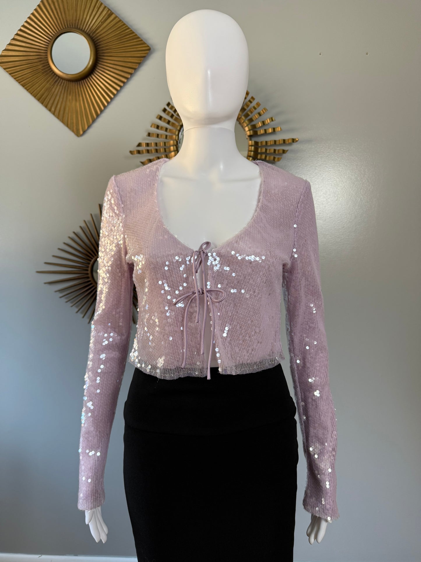 Oh Polly - Lilac Tie Front Crop Top
