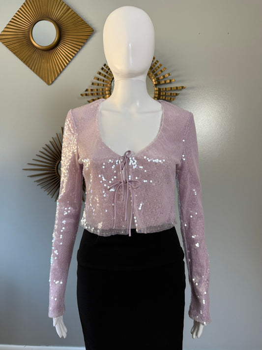 Oh Polly - Lilac Tie Front Crop Top