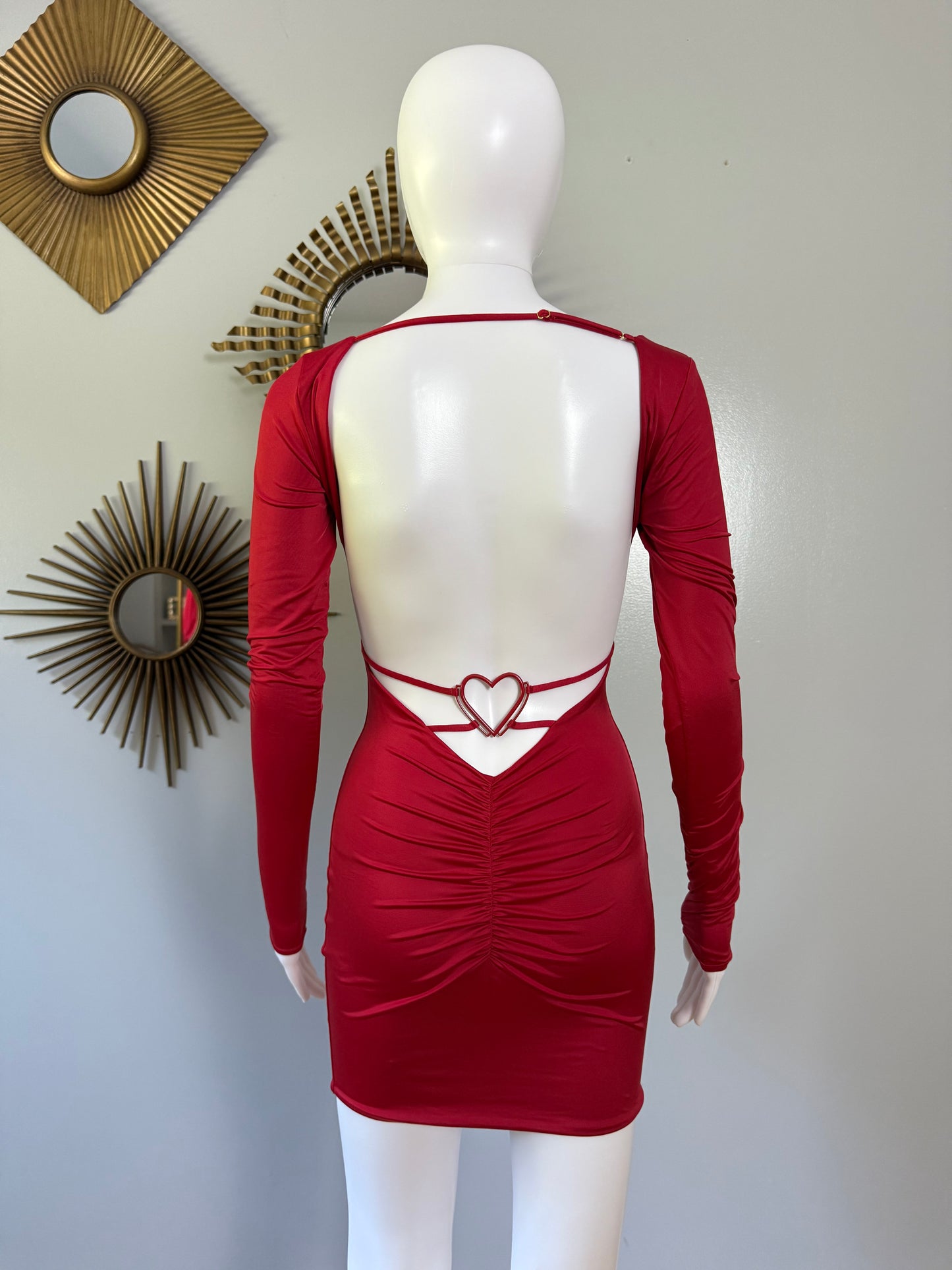 Oh Polly - Red Demelza Heart Mini Dress