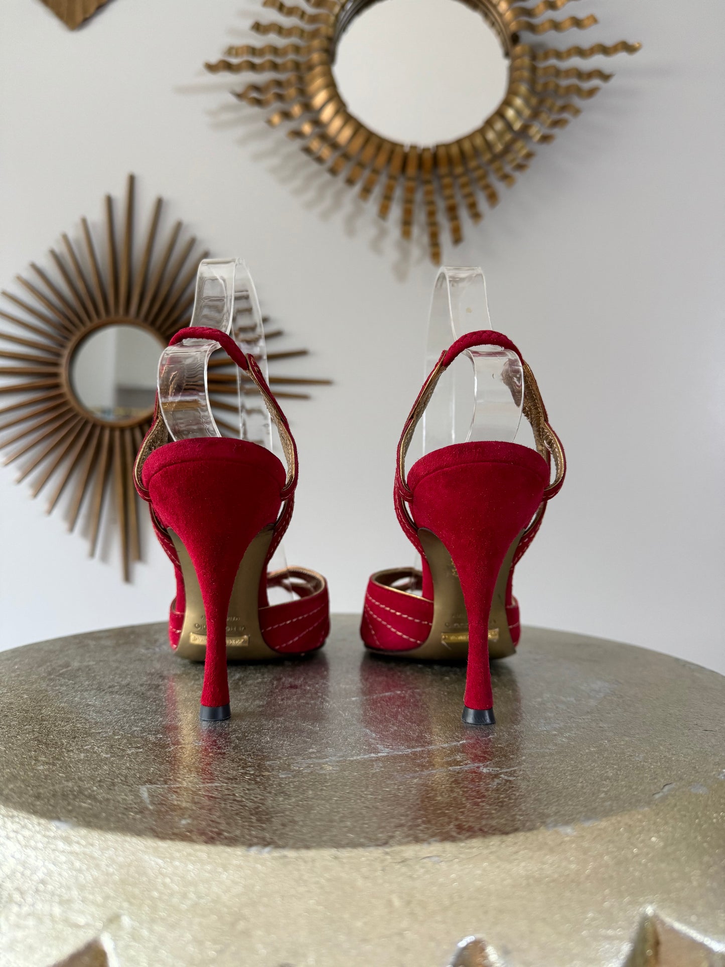 Dolce & Gabbana - Red Suede Slingback Sandals