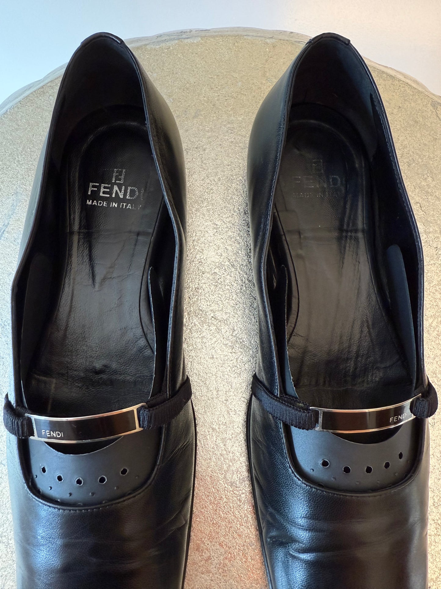 FENDI - Black Leather Mary Jane Flats