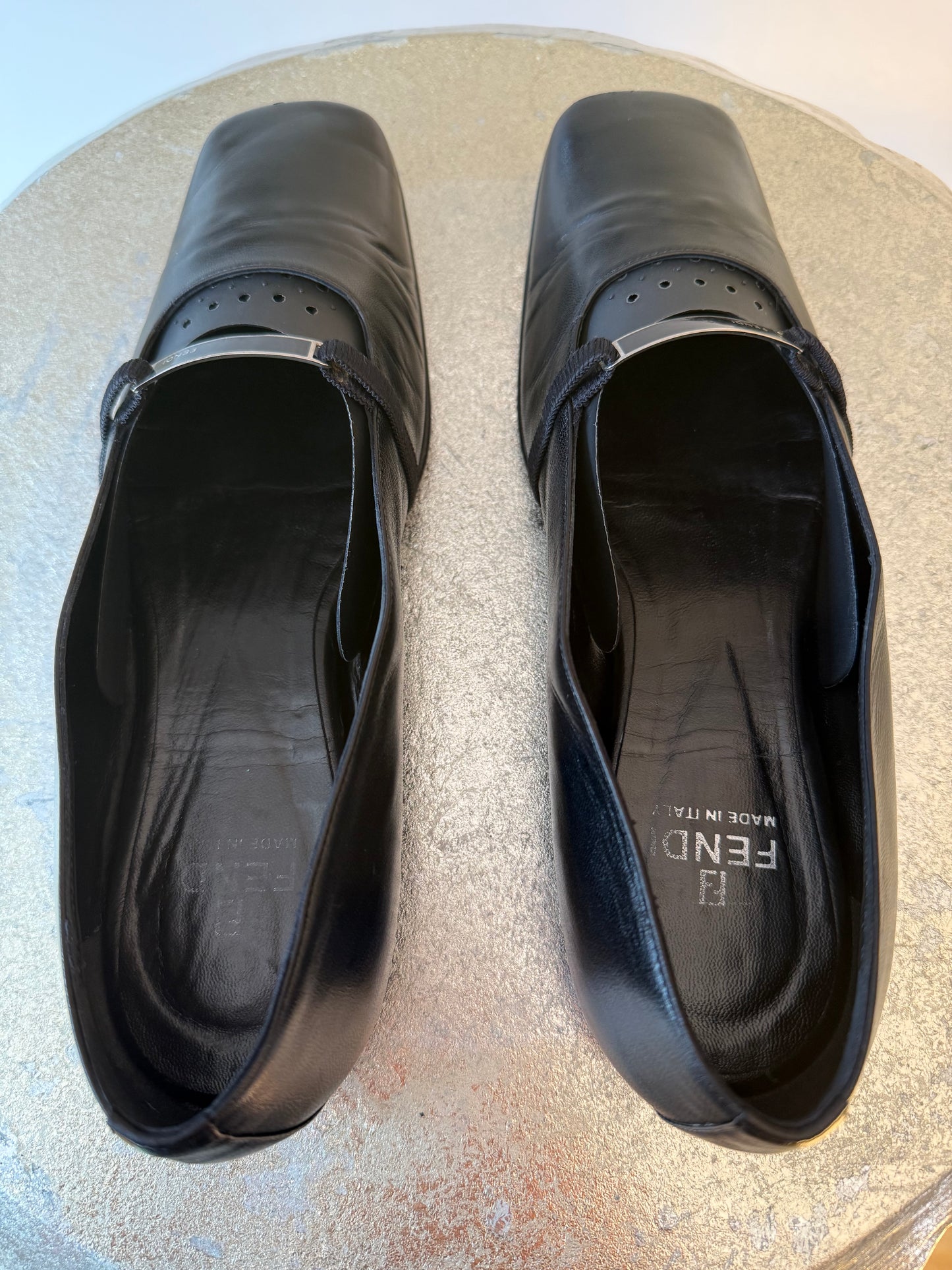 FENDI - Black Leather Mary Jane Flats