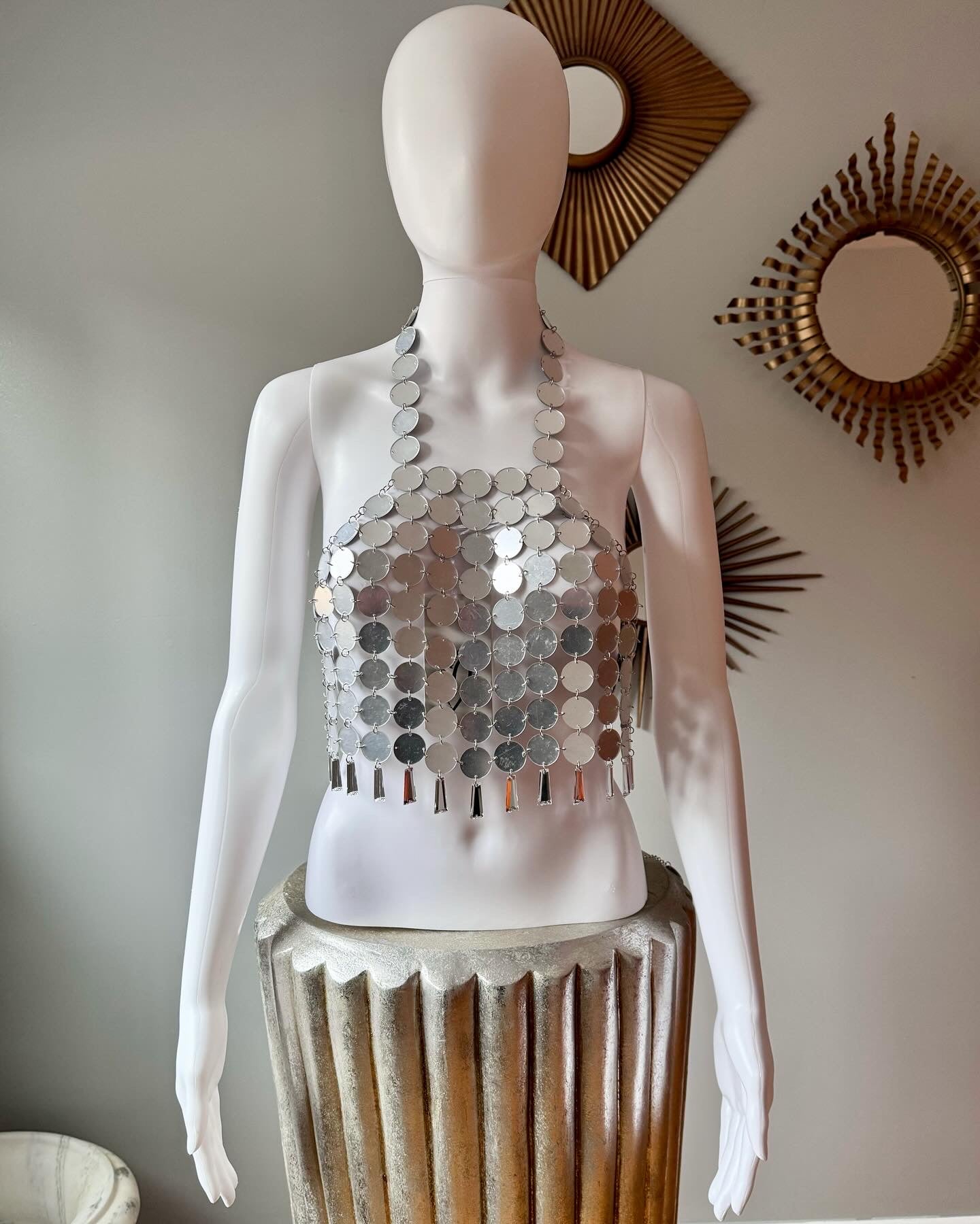 Showpo - Visions Silver Sequin Top