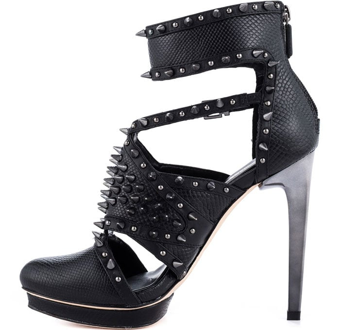 BCBGMAXAZRIA - Black Snake Embossed Spiked Vamp Pumps