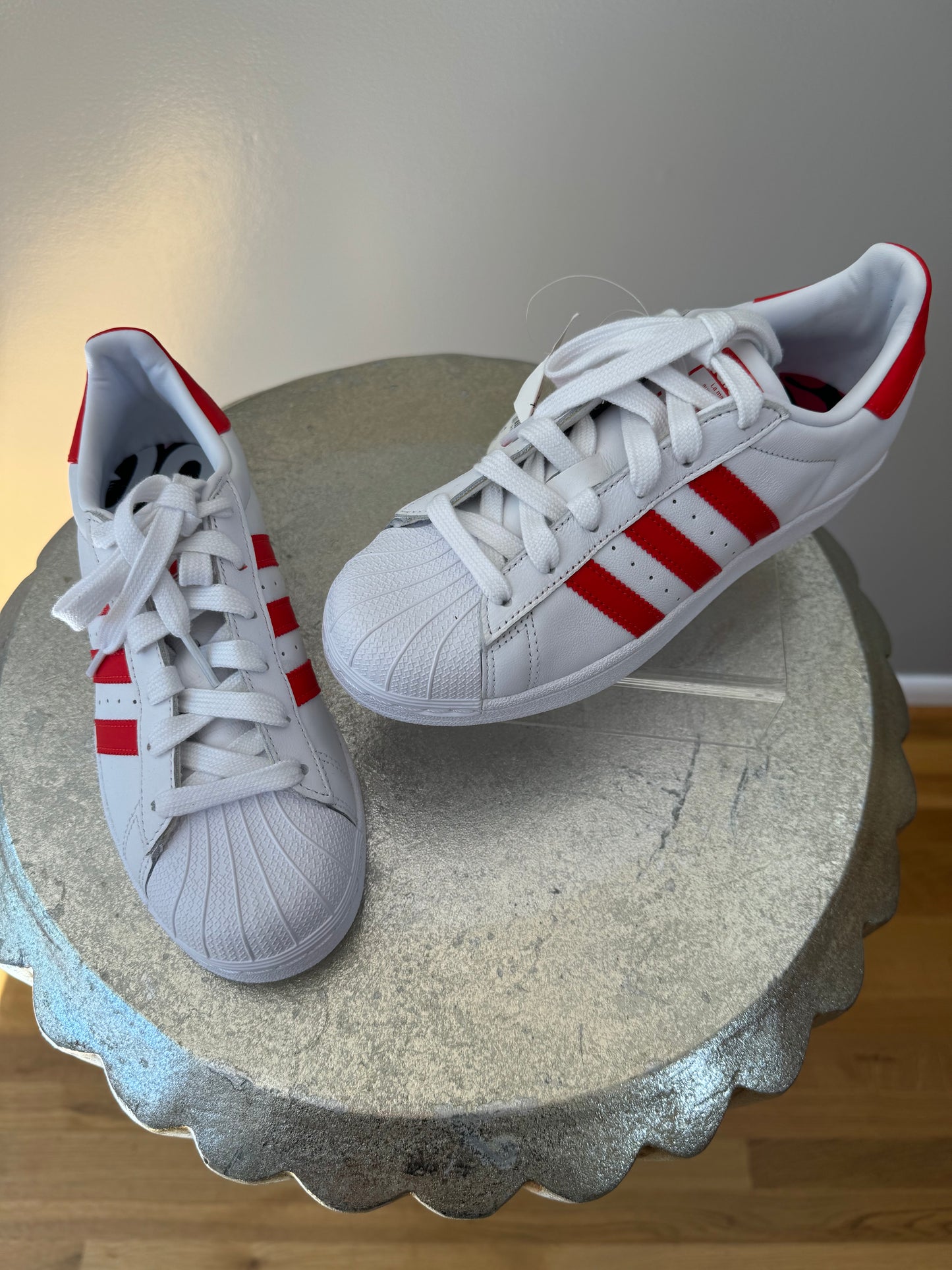 Adidas - White & Red Superstar Sneakers-Chic Couture Closet ATL