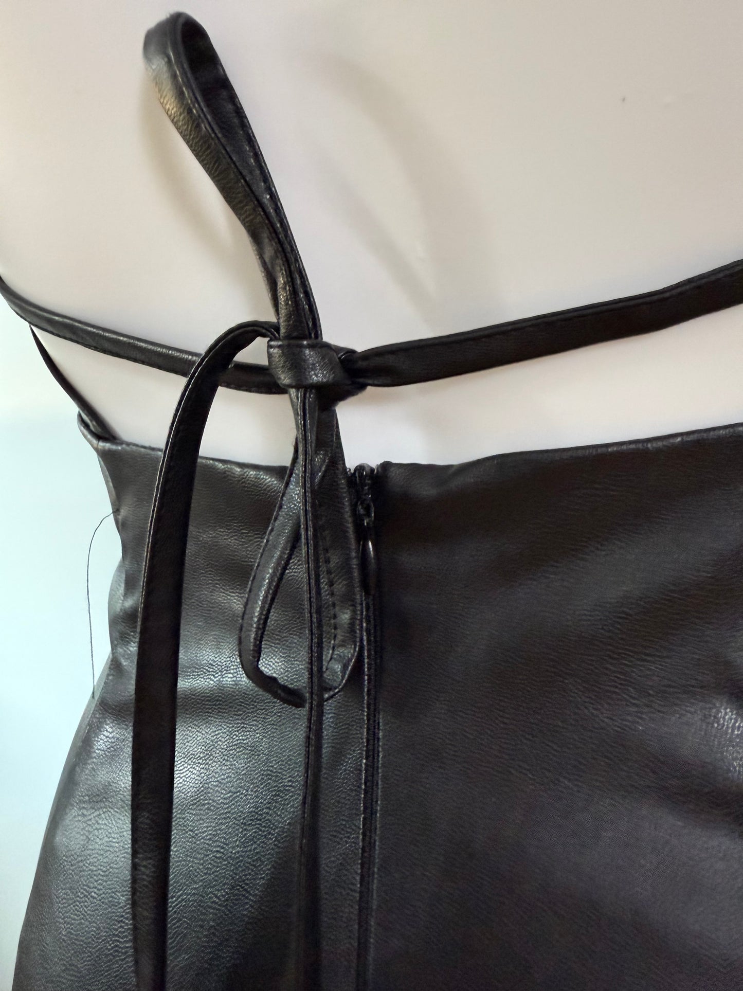 ZARA - Black Faux Leather Midi Dress