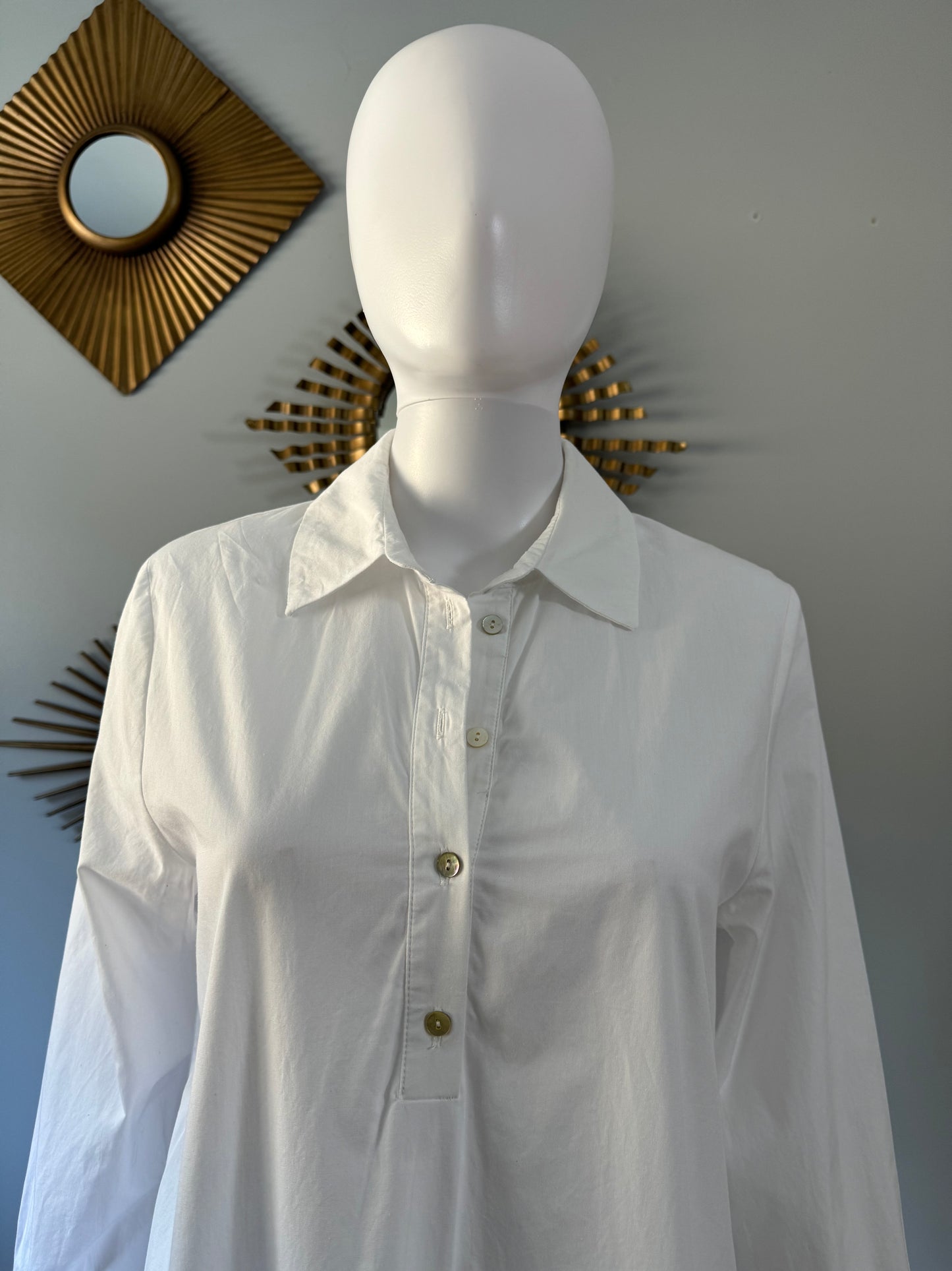 ZARA - White Pleated Skirt Shirt Dress