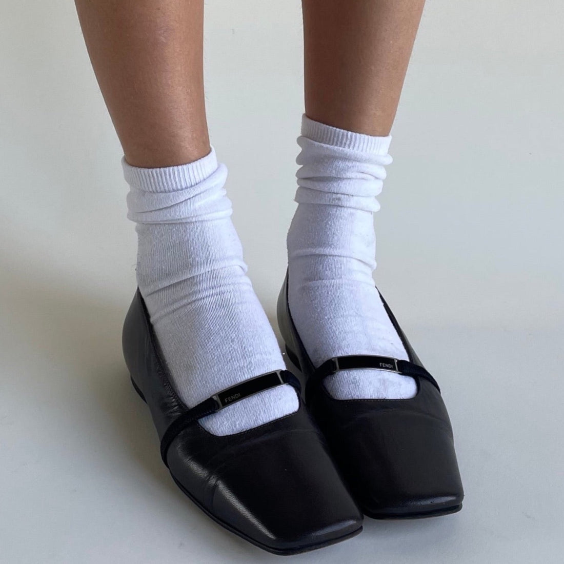 FENDI - Black Leather Mary Jane Flats