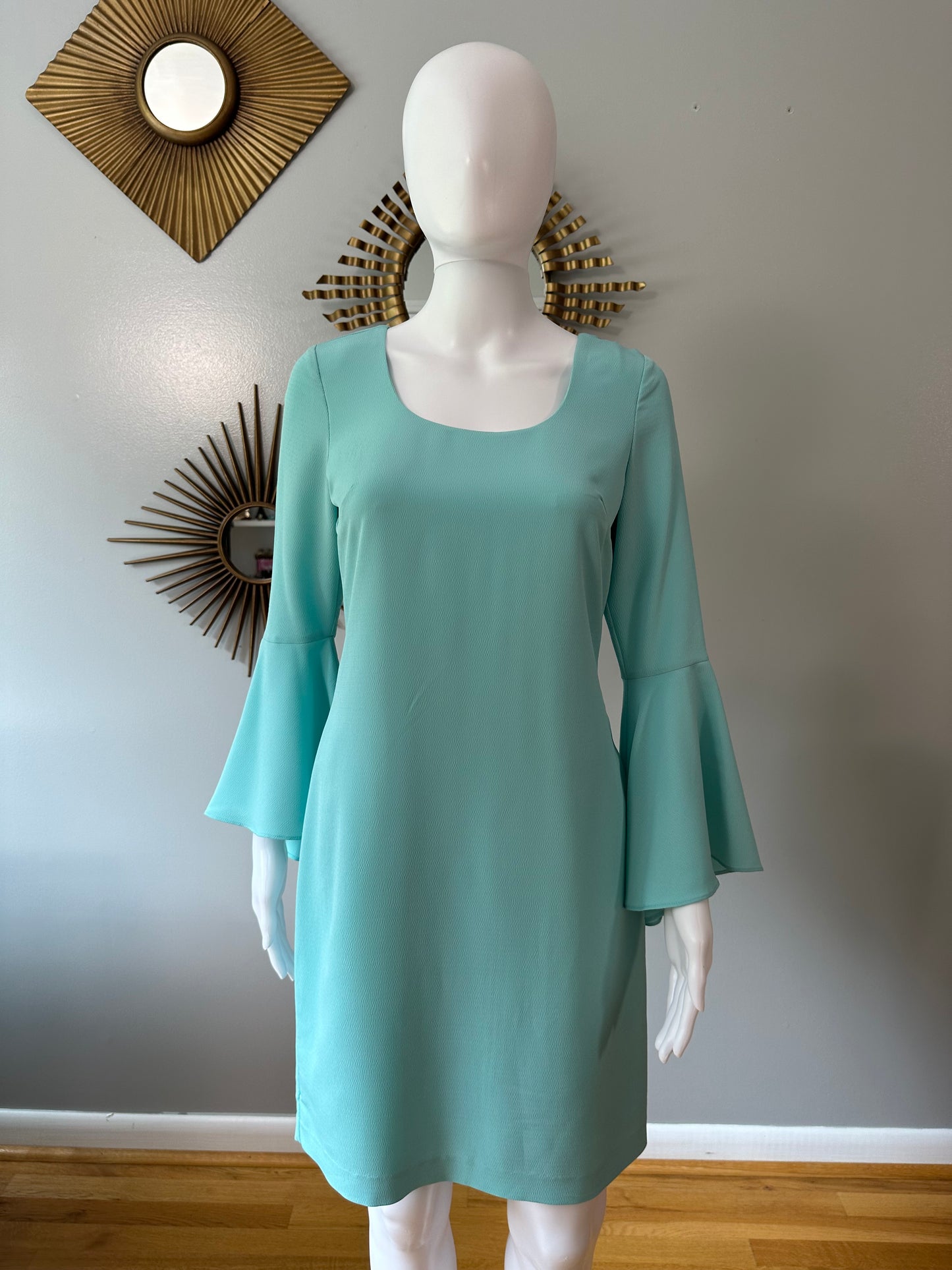 Karl Lagerfeld - Aqua Midi Dress w/ Bell Sleeves