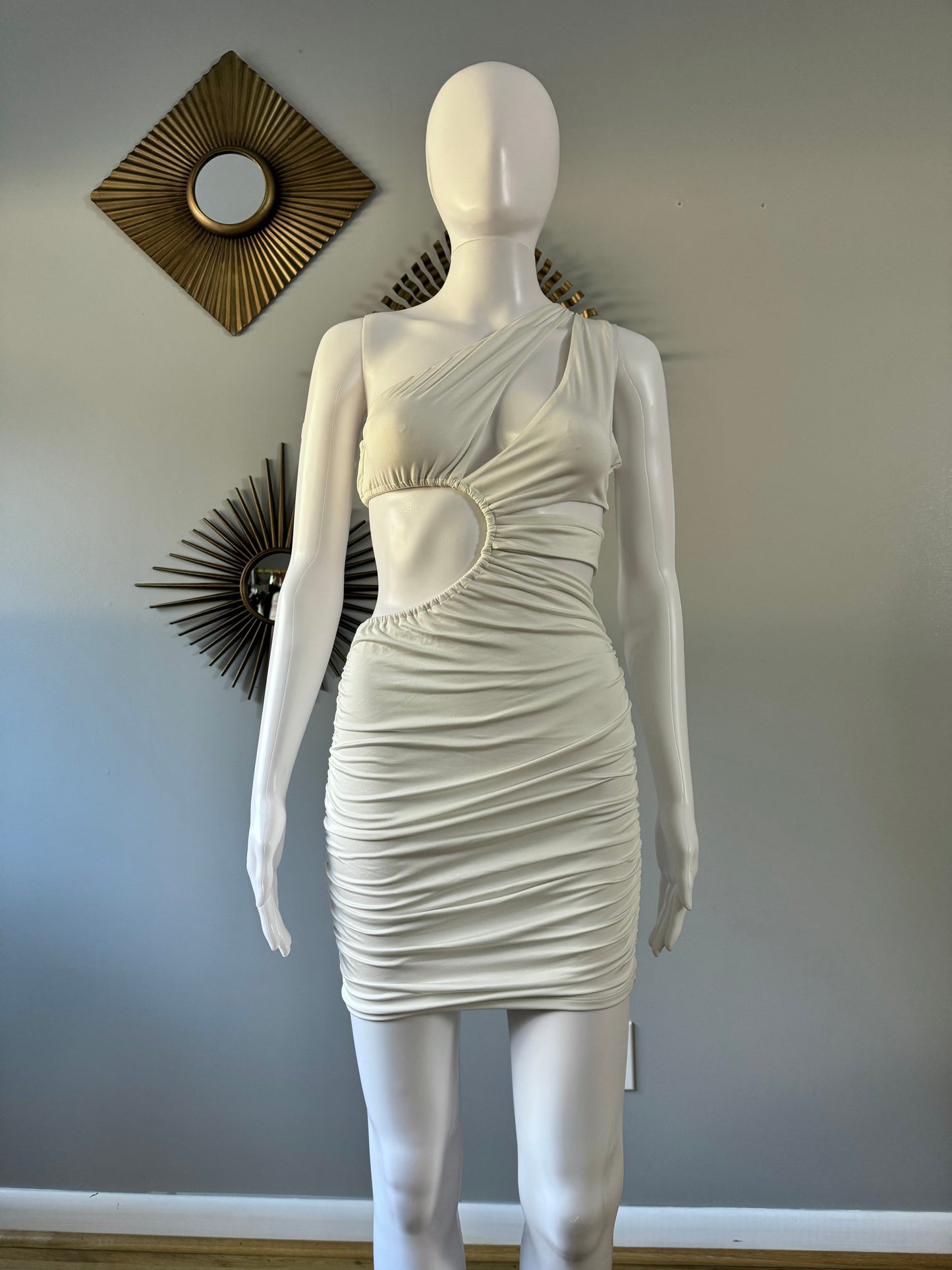 Oh Polly - Ivory One Shoulder Dress w/ Cutouts