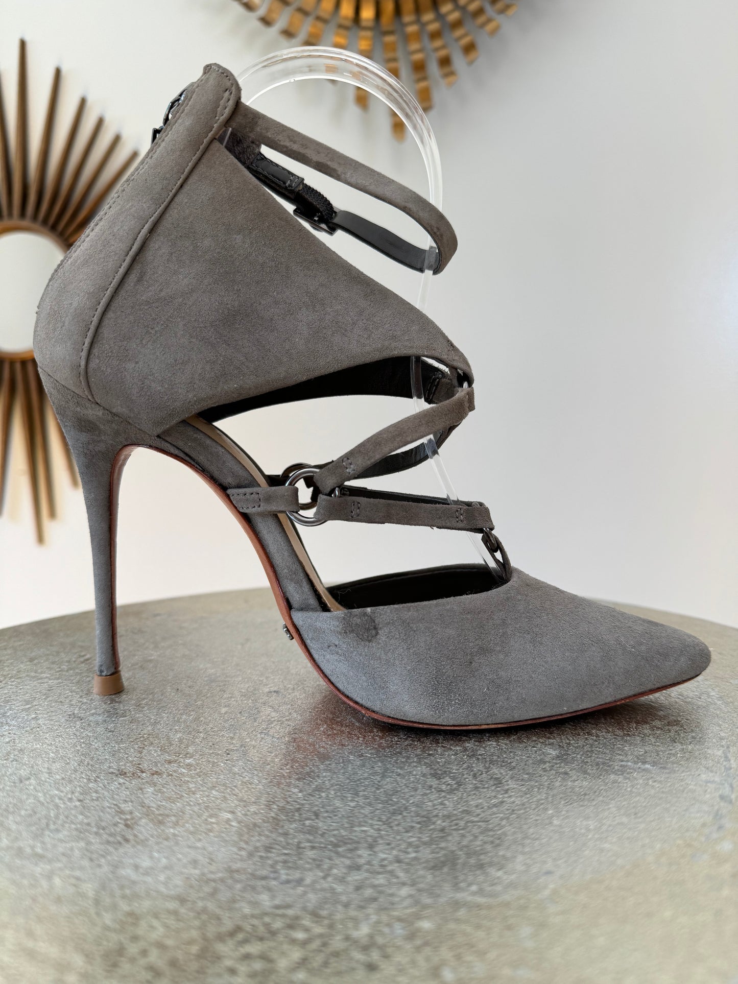 Schutz - Grey Dezi Suede Harness Heels