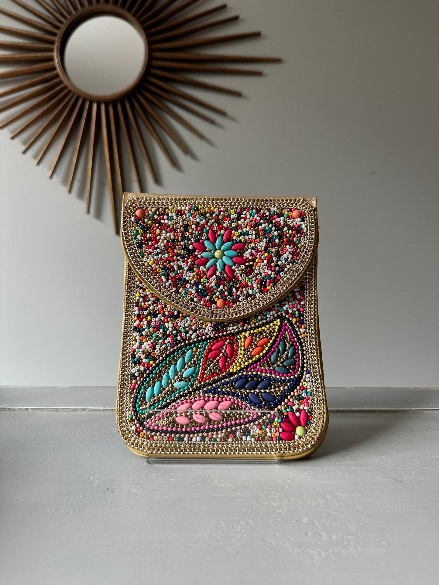 Beaded Design Crossbody Travel Bag